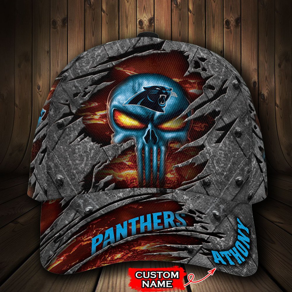 HOT Carolina Panthers Skull NFL Custom name Hat