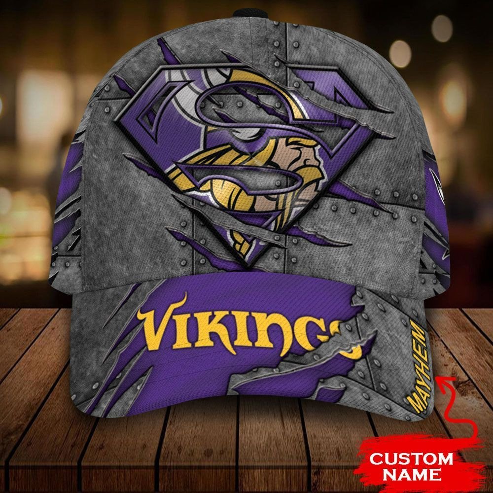 HOT Minnesota Vikings NFL Superman Custom name Hat