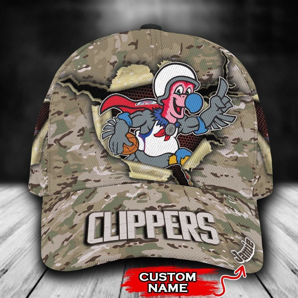 HOT Los Angeles Clippers Camo Mascot NBA Custom name Hat