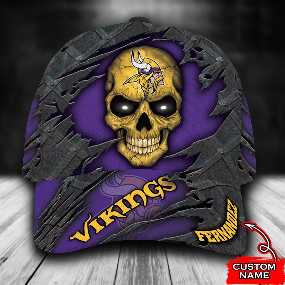 BEST Personalized Minnesota Vikings Skull custom Hat