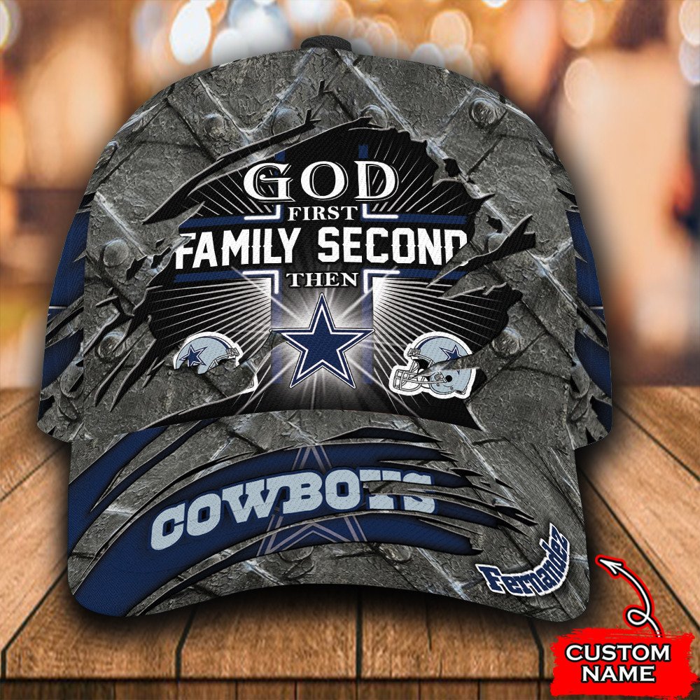 BEST Personalized God First Family Second Then Dallas Cowboys custom Hat