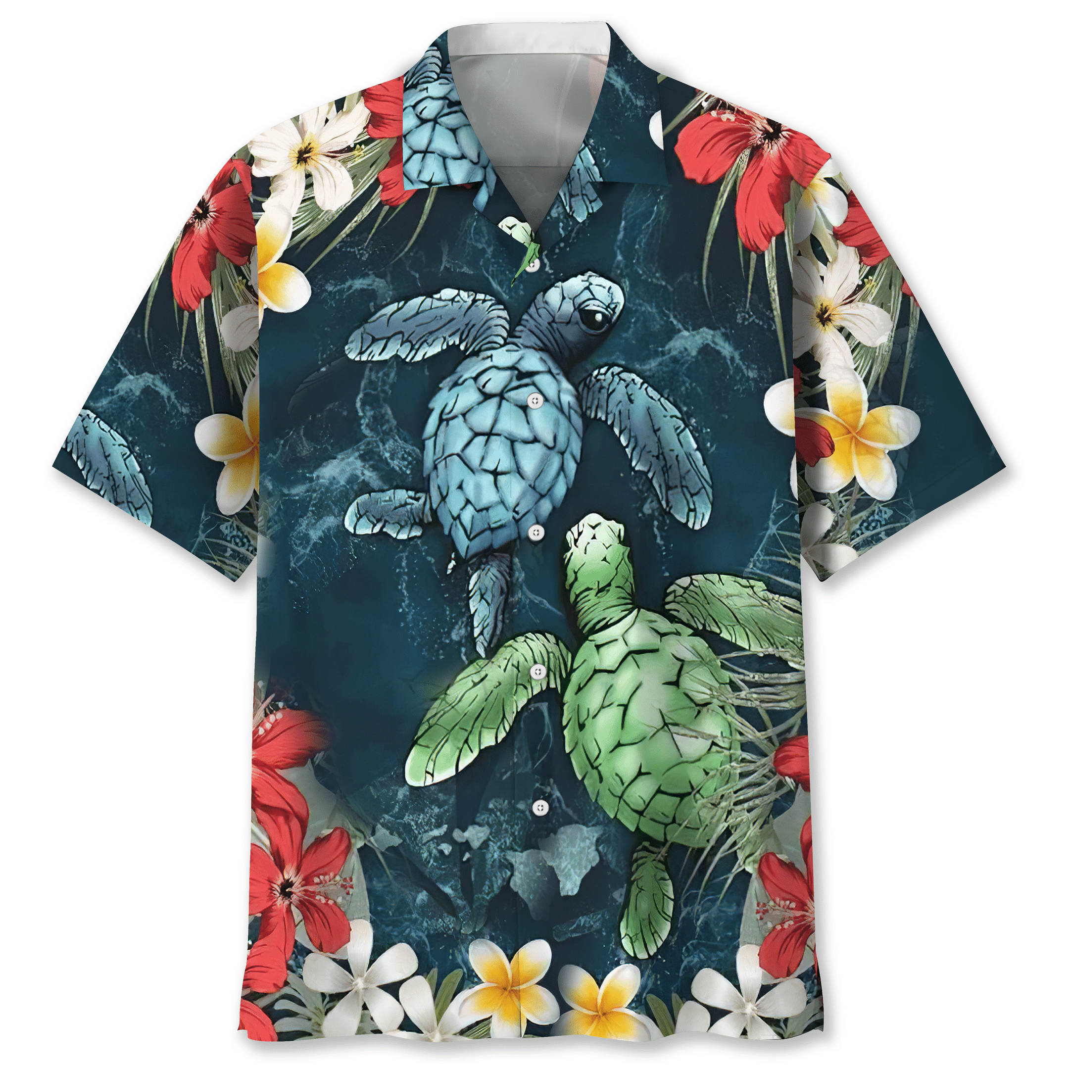 NEW Turtle tropical flowers Hawaiian Shirt
