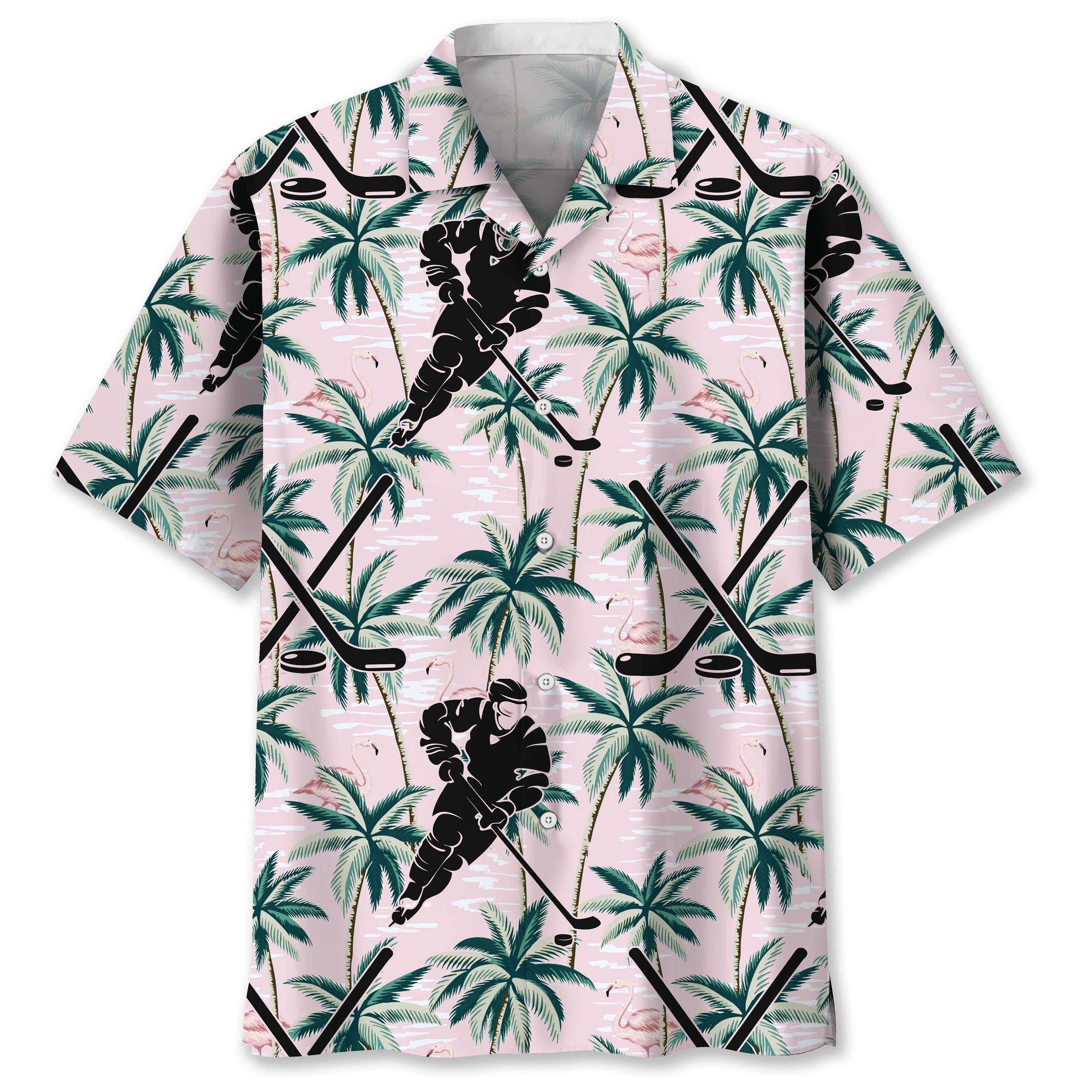 NEW Hockey Tropical Pink Hawaiian Shirt