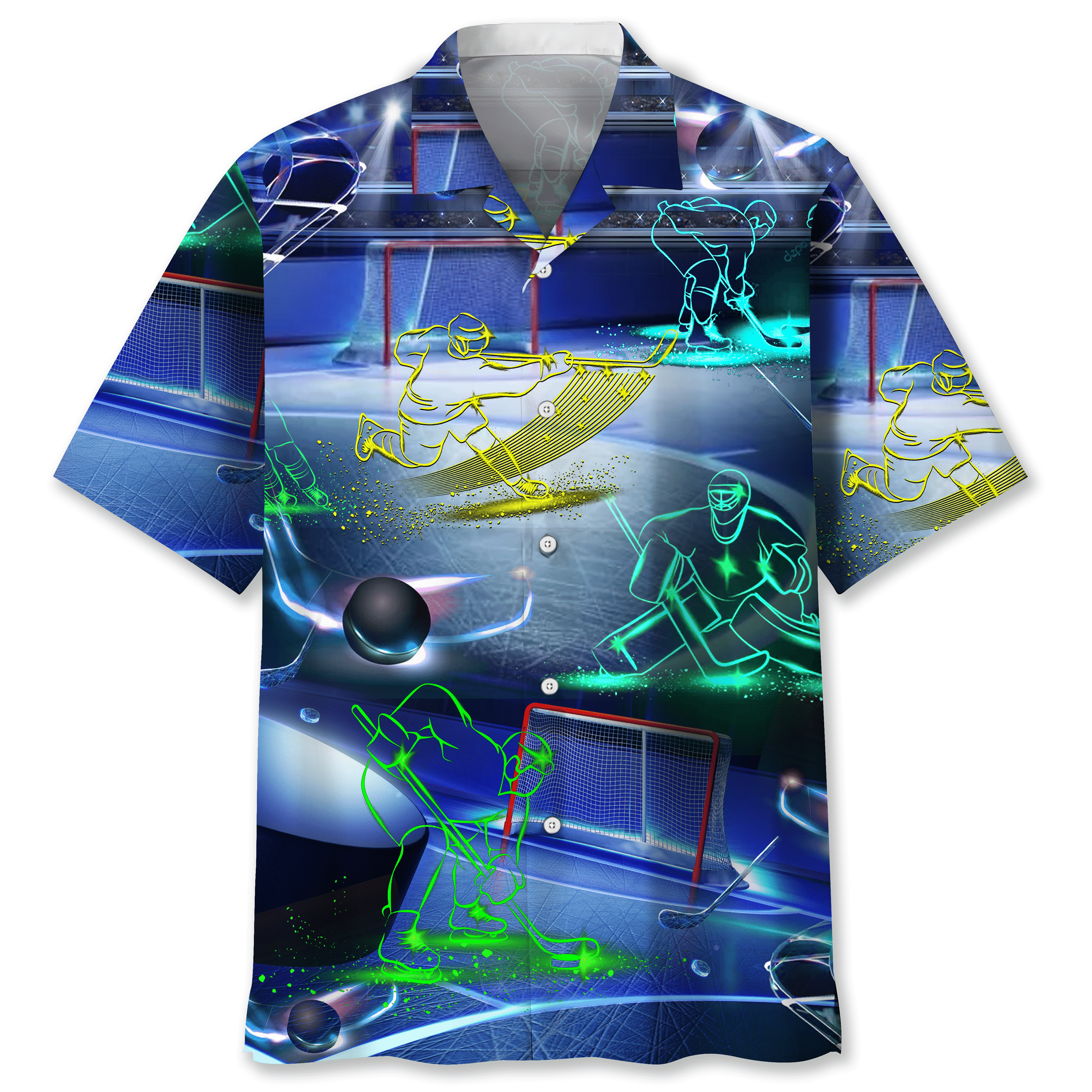 NEW Hockey Neon Hawaiian Shirt
