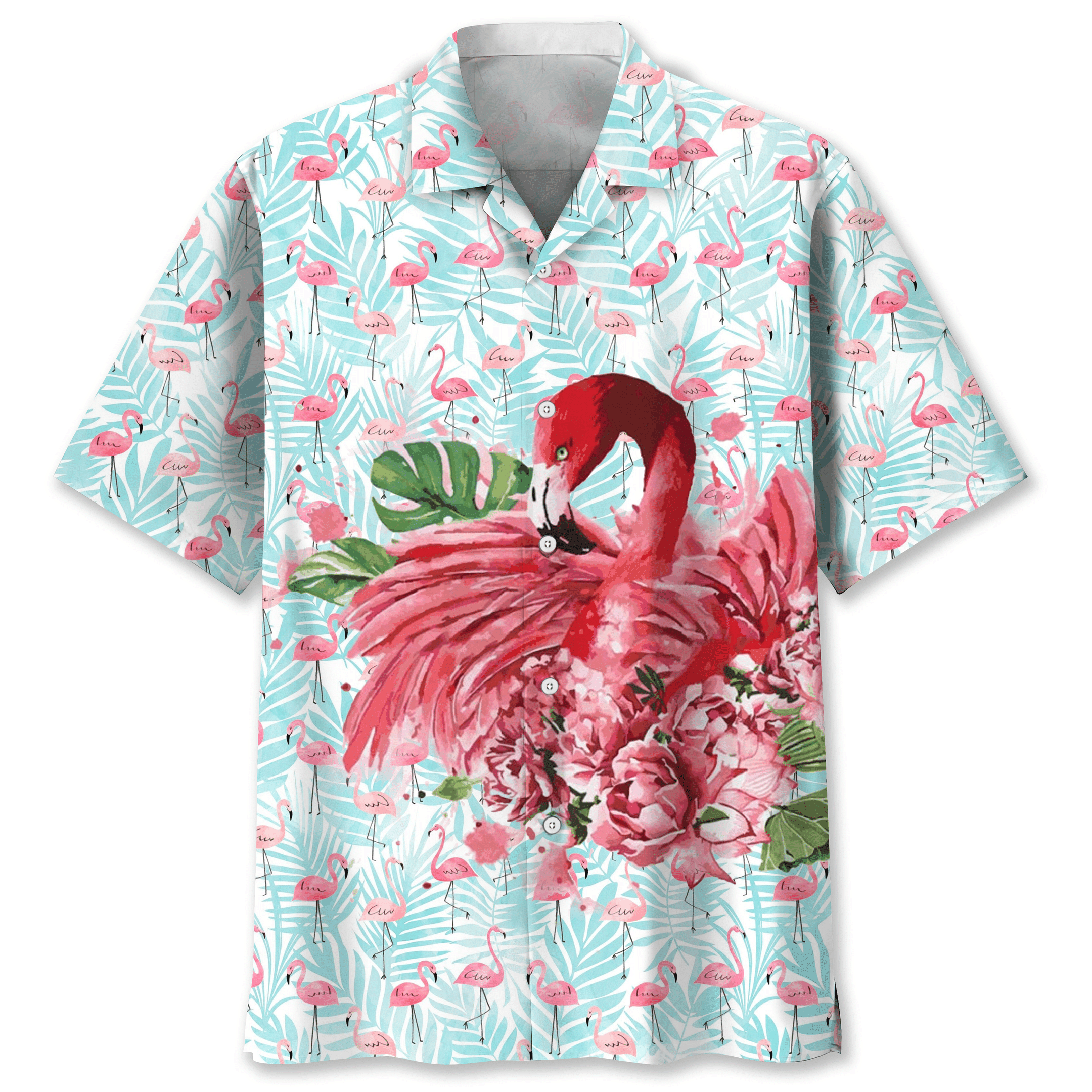 NEW Flamingo Pink Hawaiian Shirt