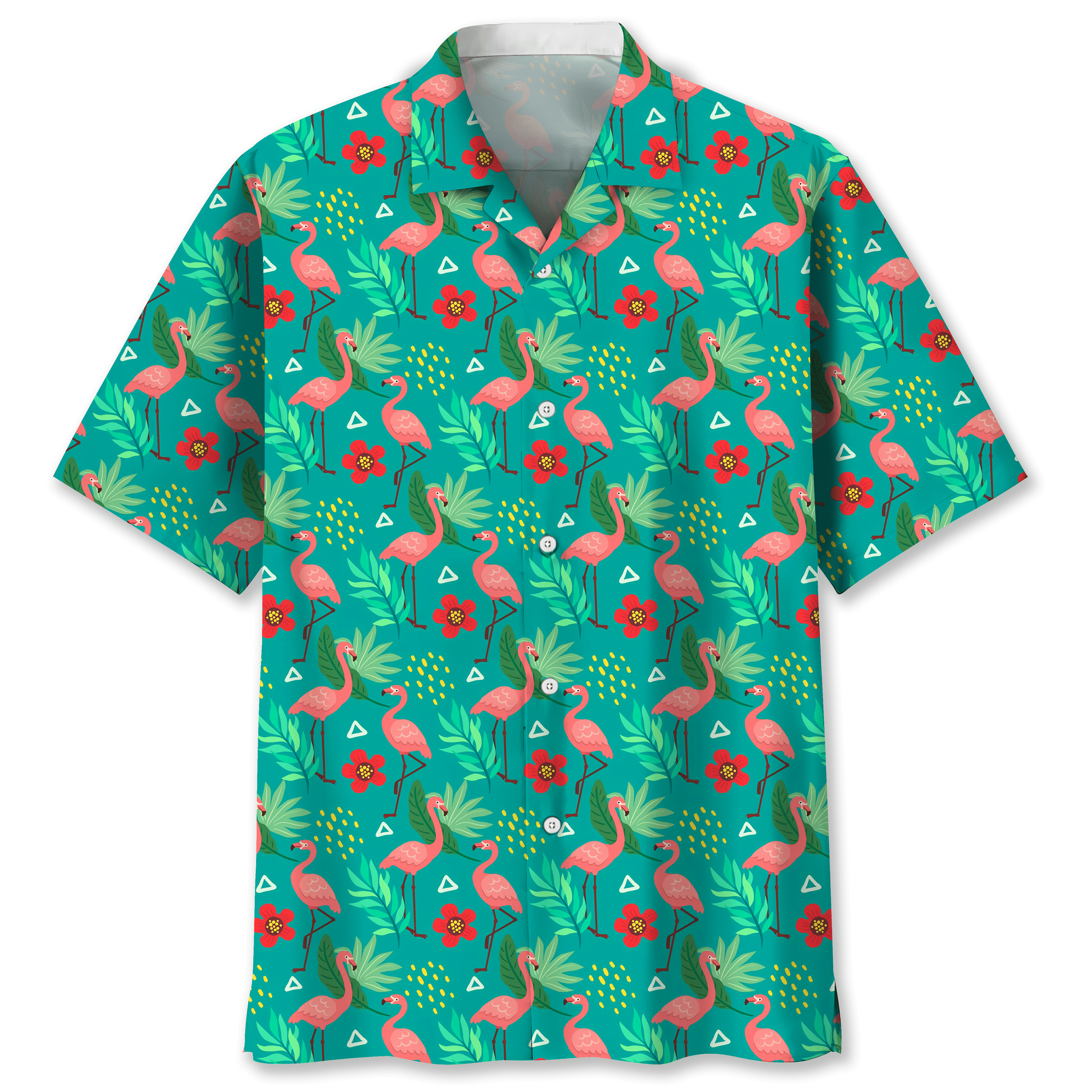 NEW Flamingo Flower Hawaiian Shirt