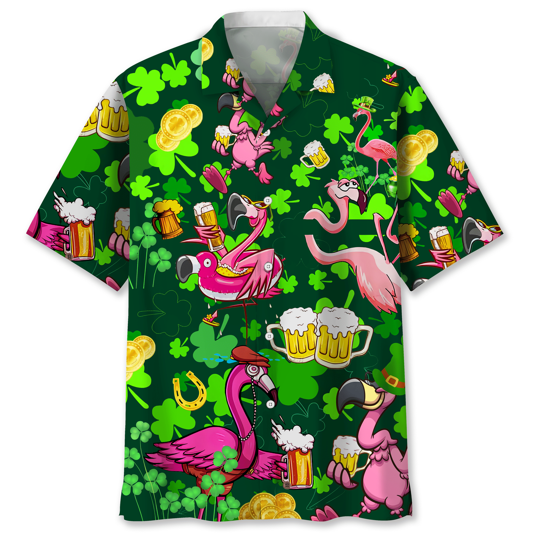 NEW Flamingo Patrick’s Day Hawaiian Shirt