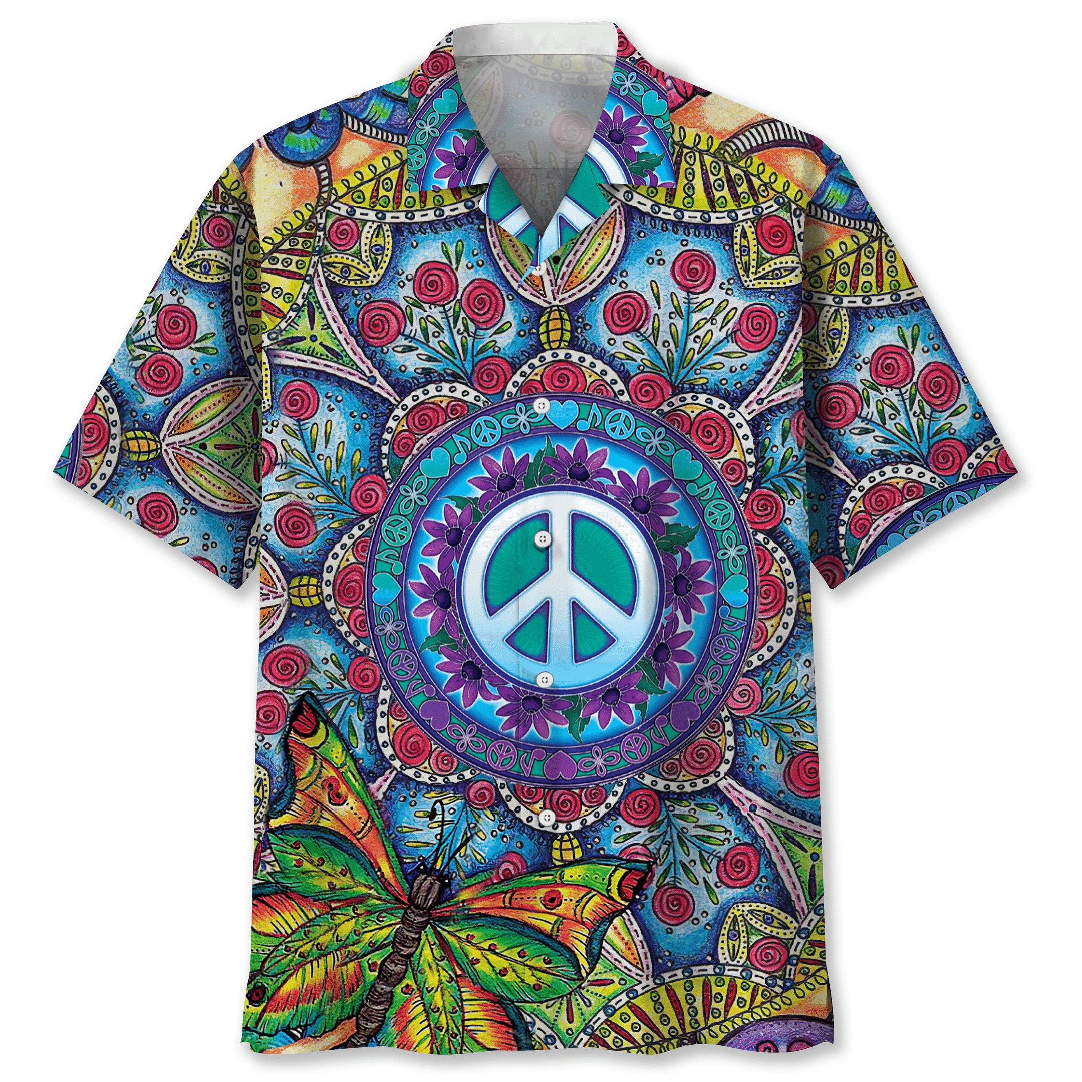 NEW Hippie Flower Hawaiian Shirt