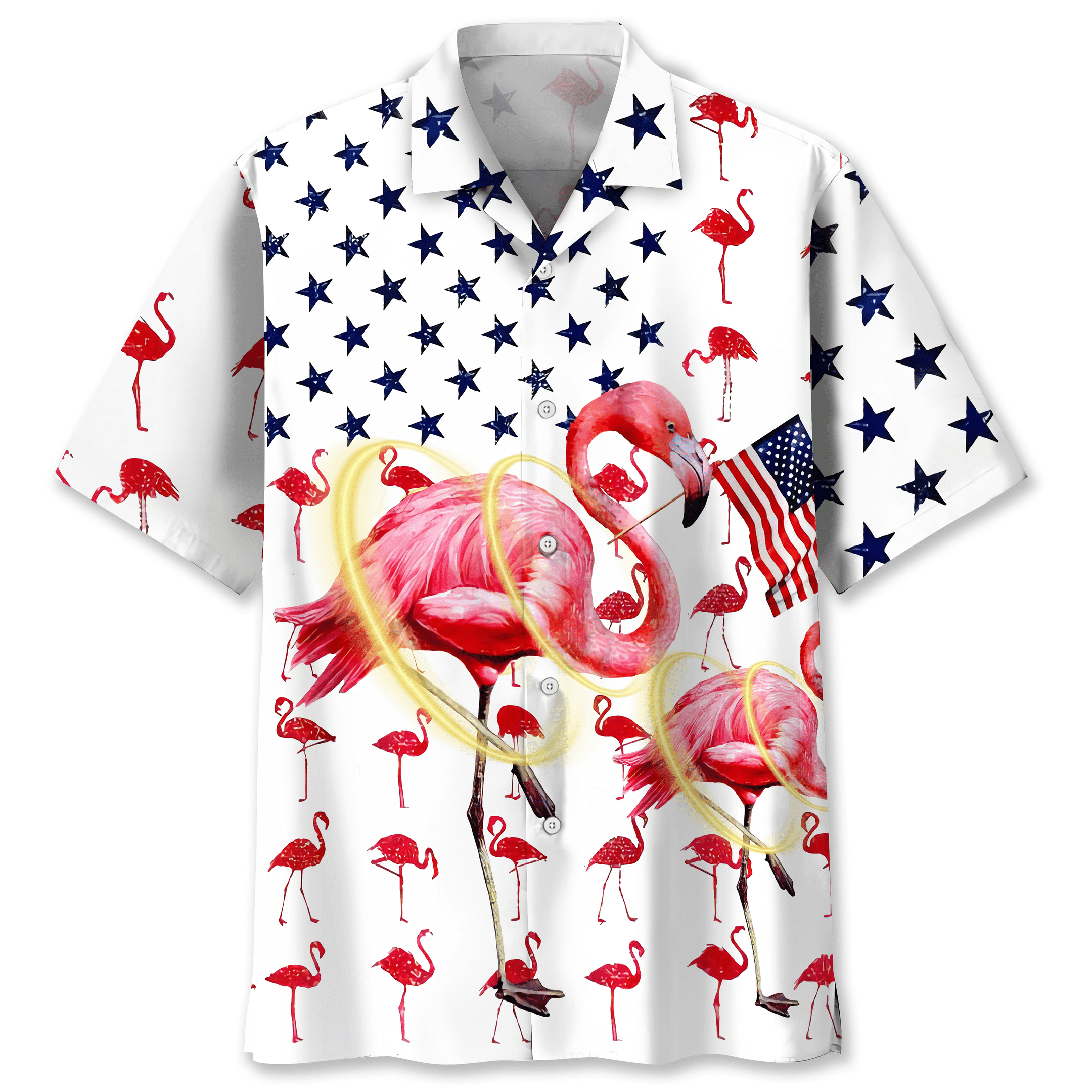 NEW Flamingo USA Hawaiian Shirt