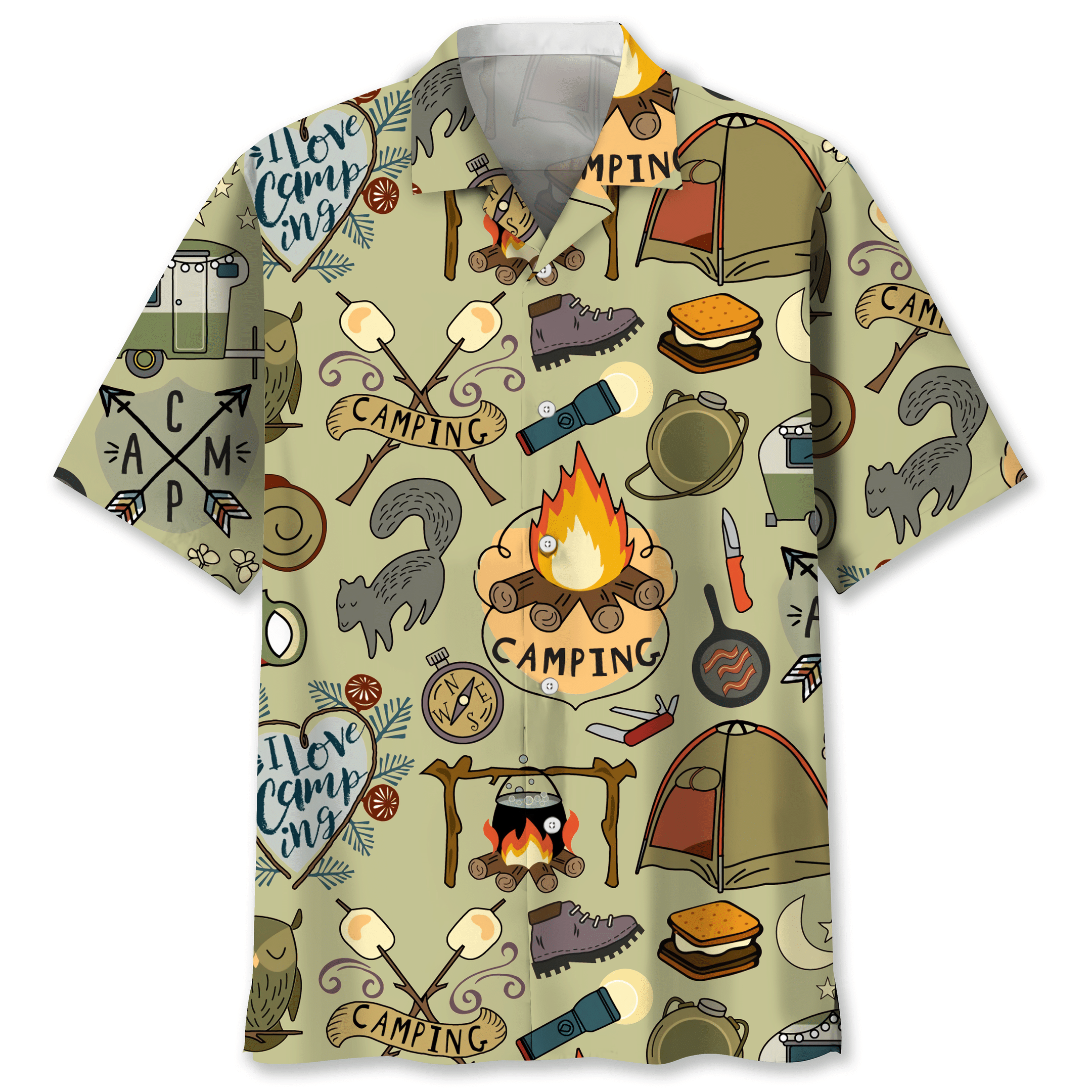 NEW Camping Vintage Hawaiian Shirt