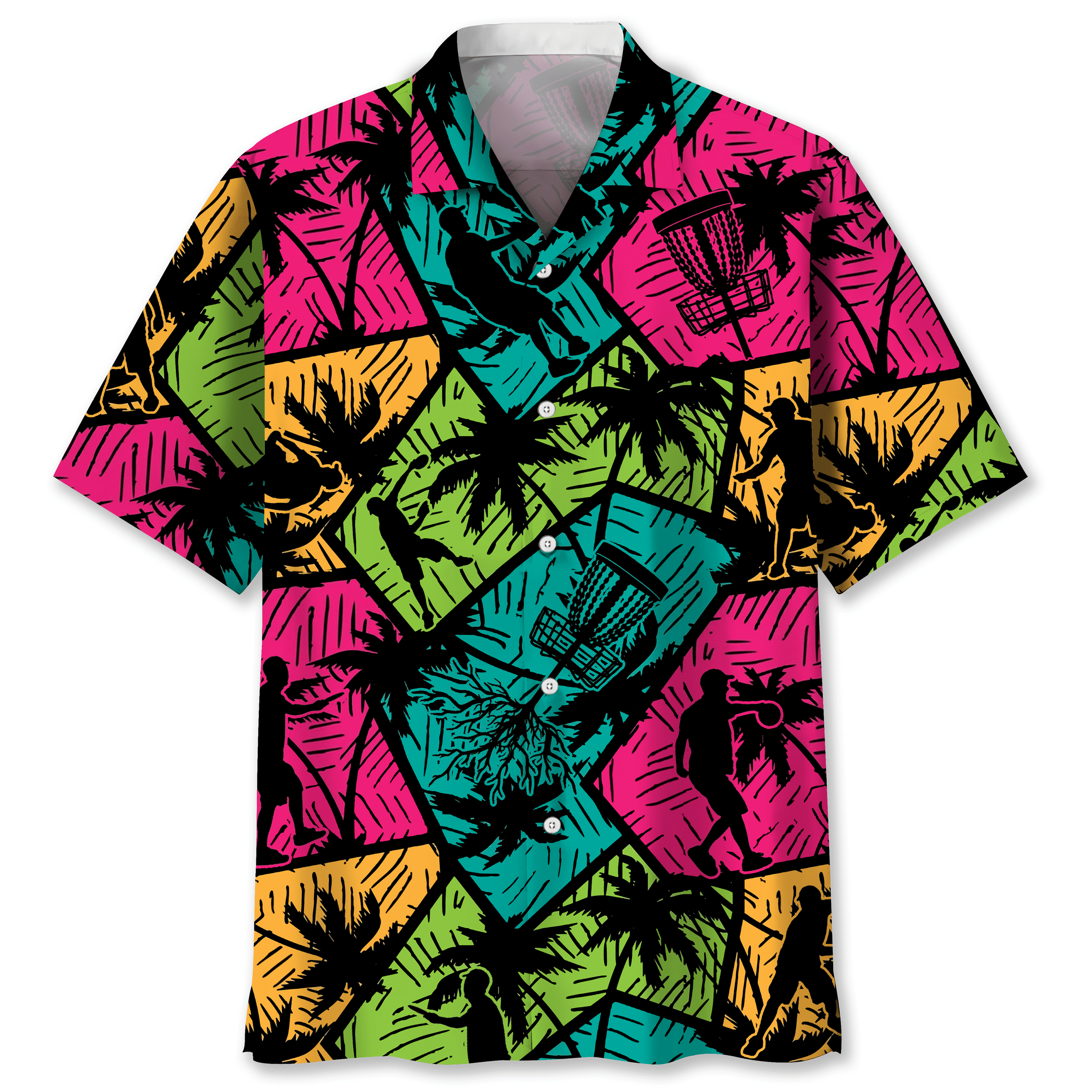 NEW Disc Golf palm tree Colorfull  Hawaiian Shirt
