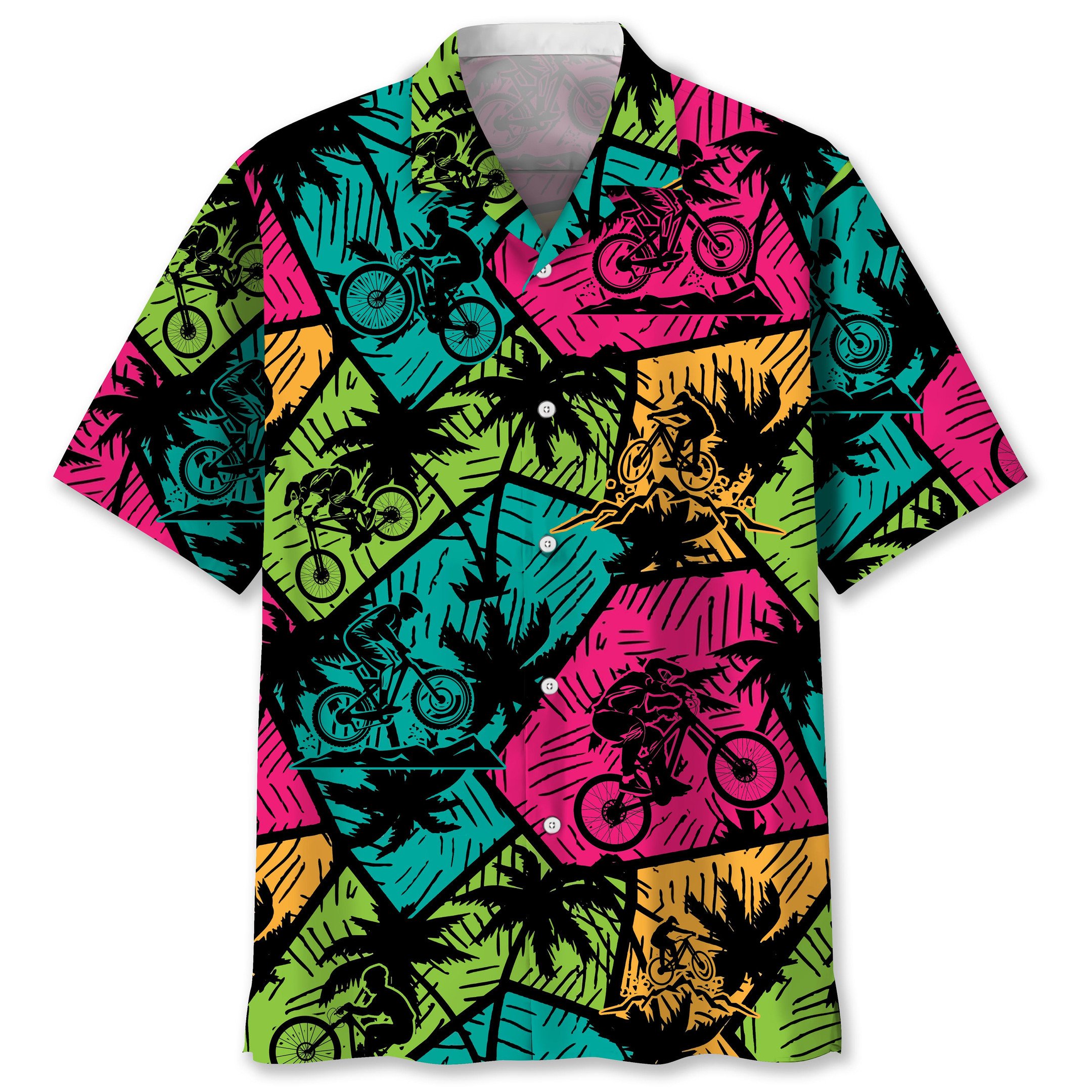 NEW Mountain Bike Beach Color Hawaiian Shirt
