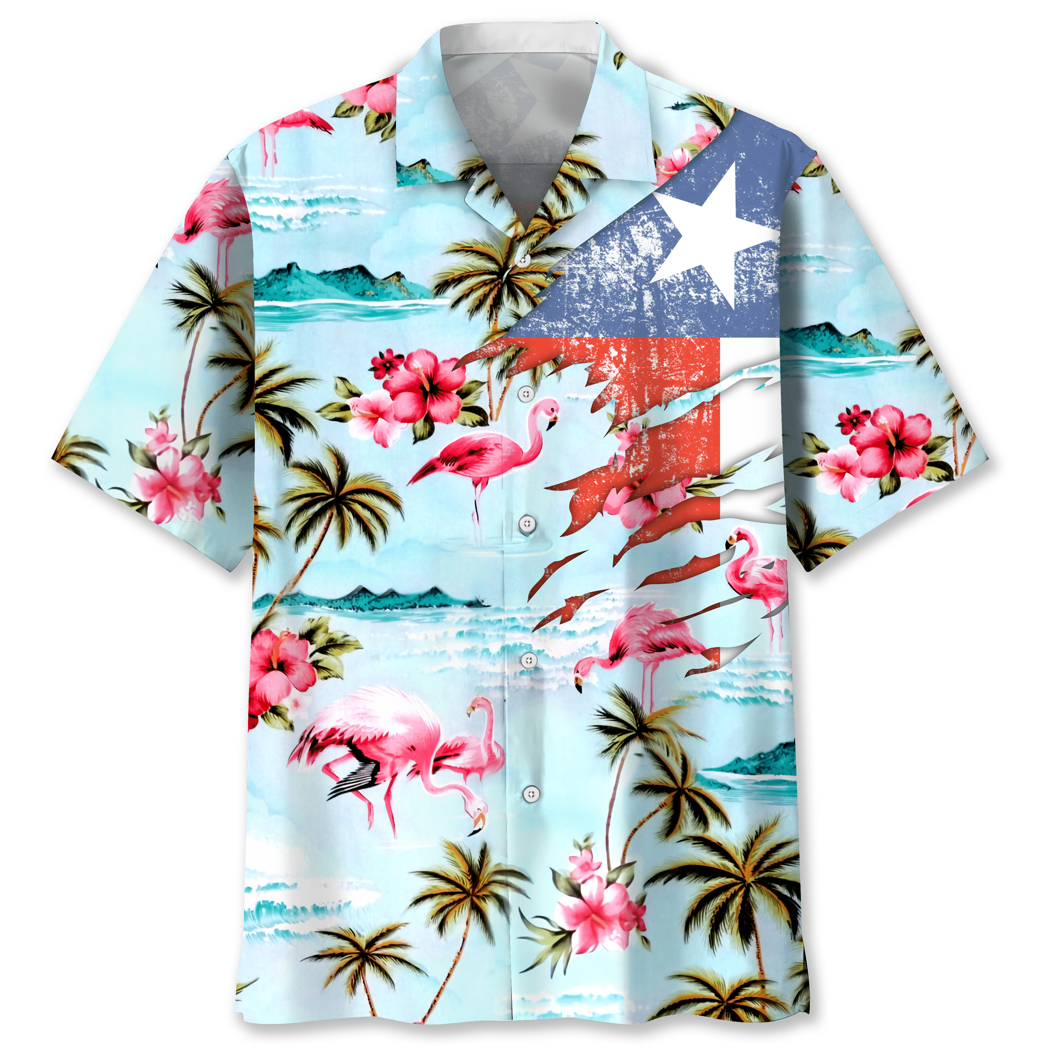 NEW Flamingo Texas Hawaiian Shirt