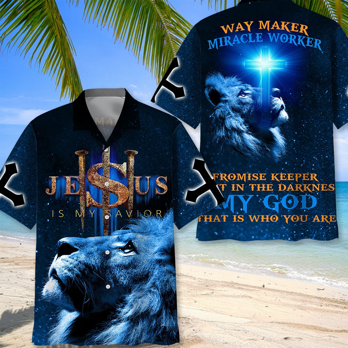 NEW Jesus is my savior Way Maker Miracle Worker Hawaiian Shirt
