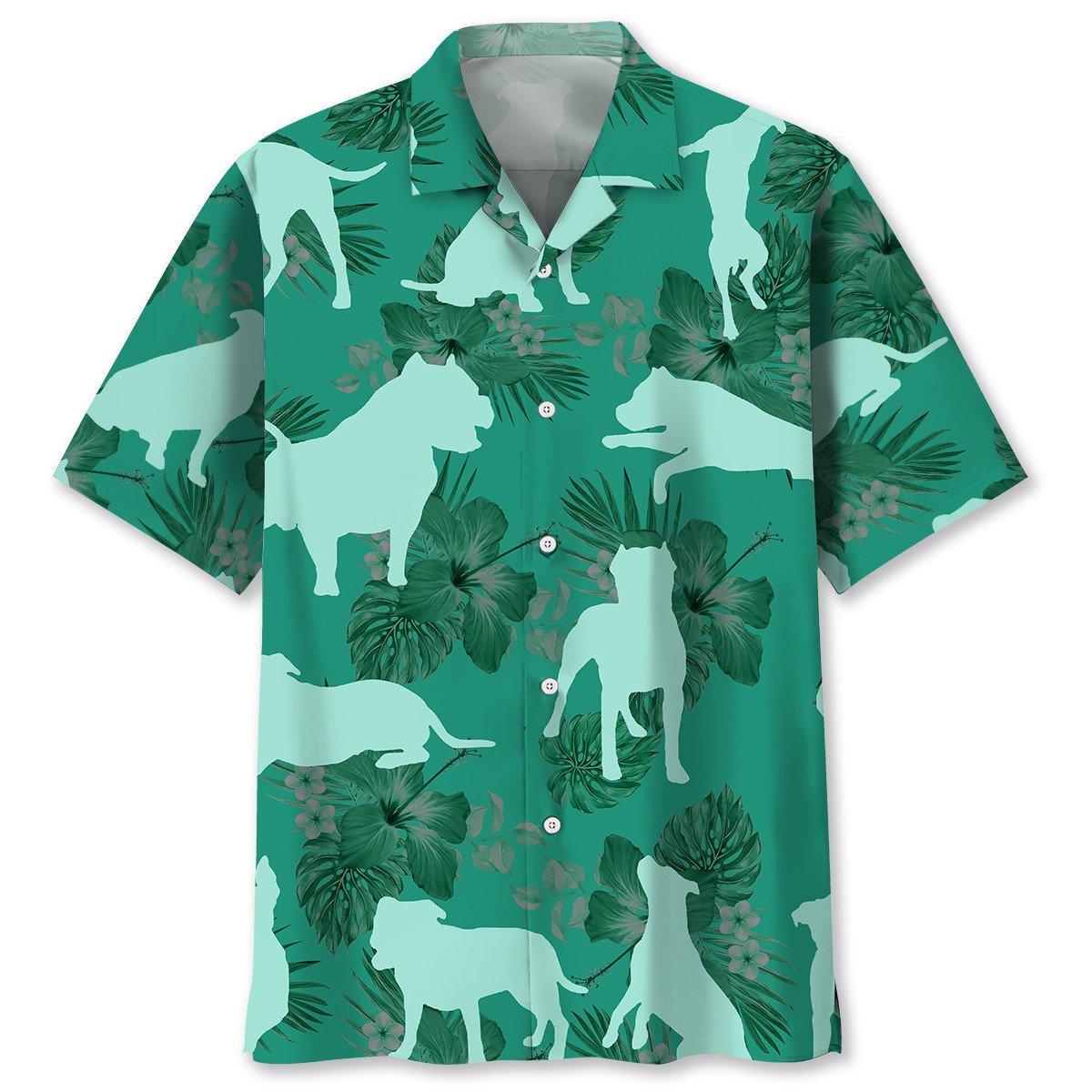 NEW Pitbull Kelly Green Hawaiian Shirt