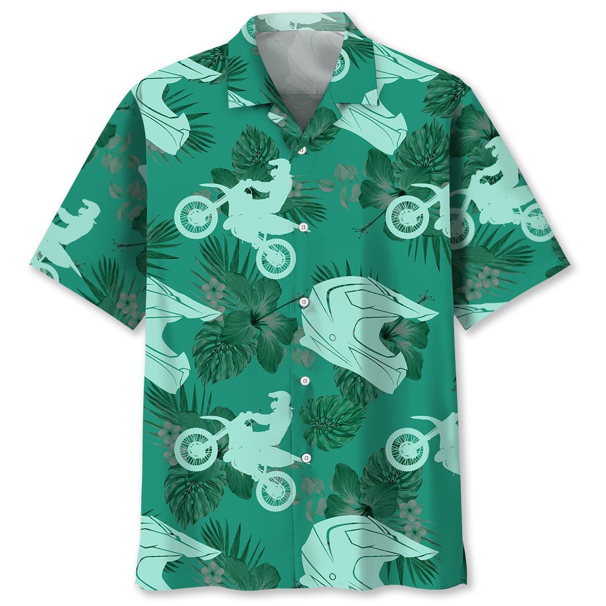 NEW Motocross Kelly Green Hawaiian Shirt