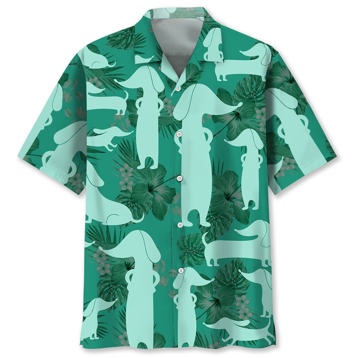 NEW Dachshund Kelly Green Hawaiian Shirt