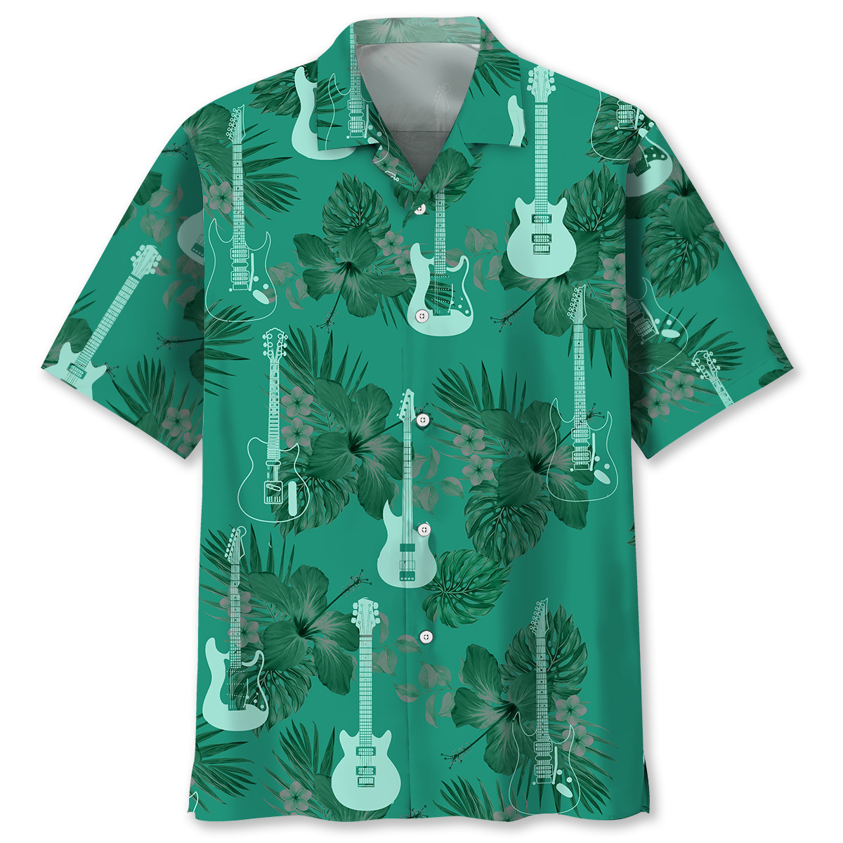 NEW Guitar Kelly Green Hawaiian Shirt