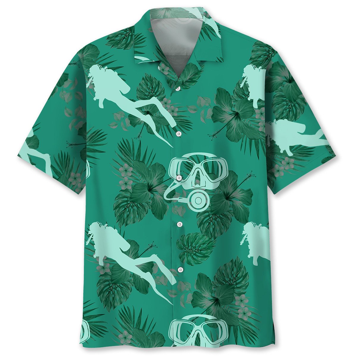 NEW Scuba Diving Kelly Green Hawaiian Shirt
