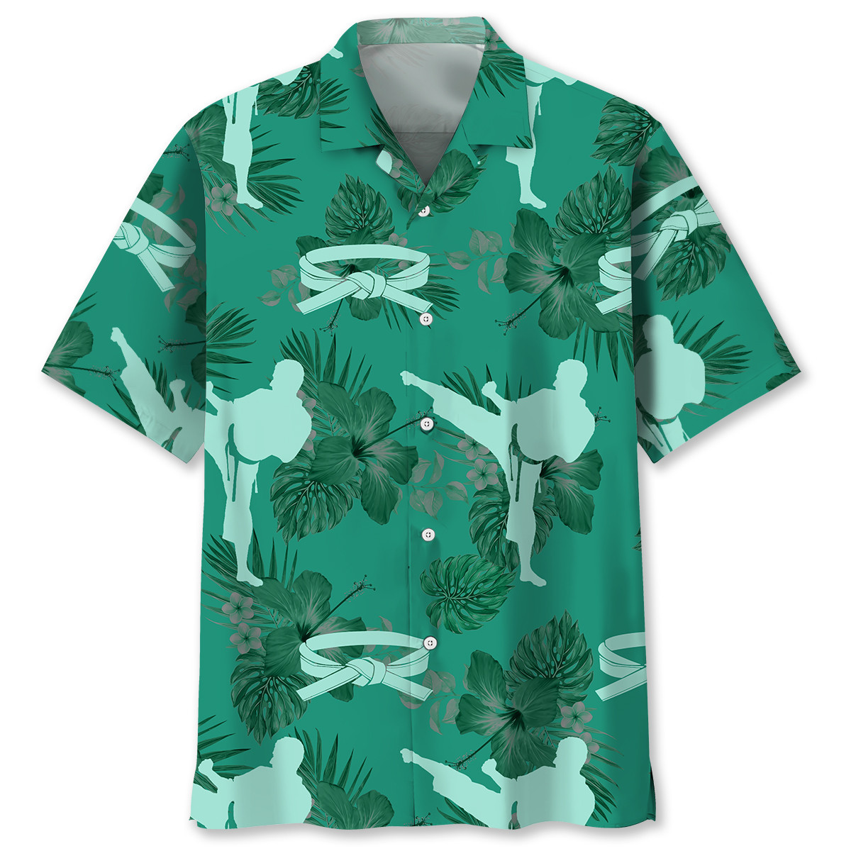 NEW Karate Kelly Green Hawaiian Shirt