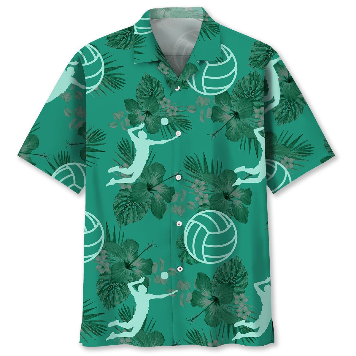 NEW Volleyball Kelly Green Hawaiian Shirt