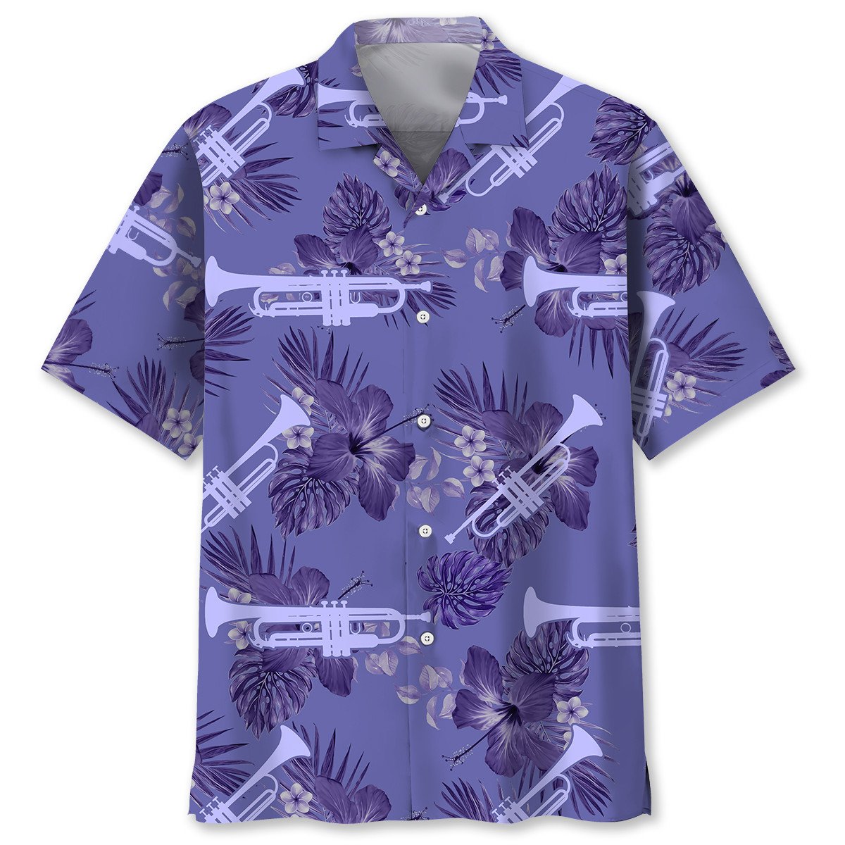 NEW Trumpet Purple flowers Hawaiian Shirt