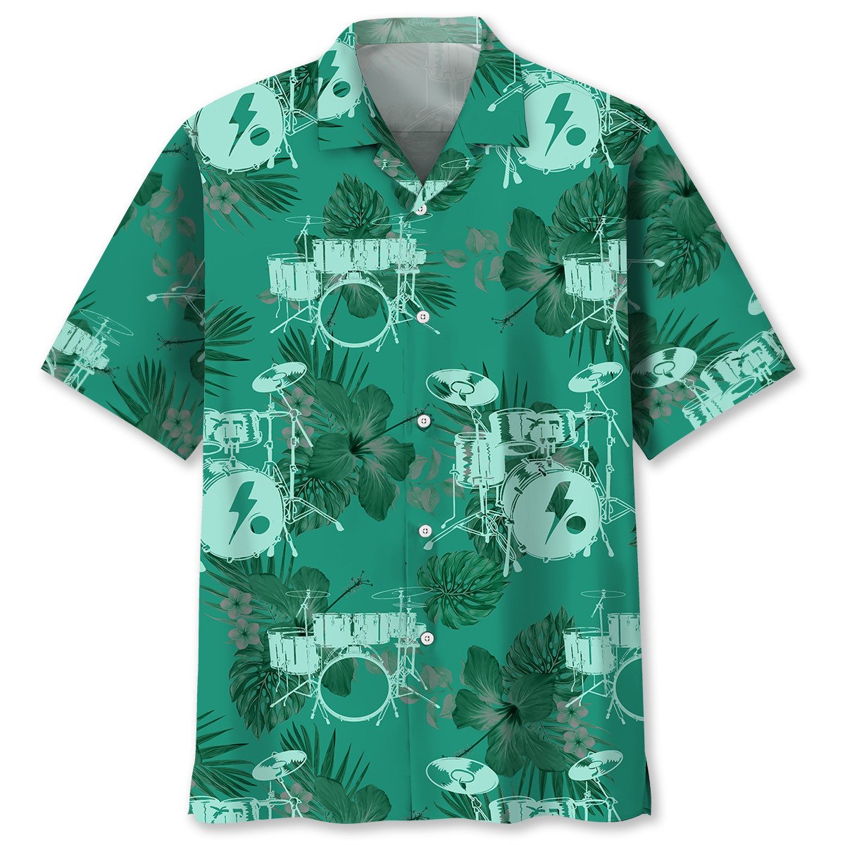 NEW Drum Kelly Green Hawaiian Shirt