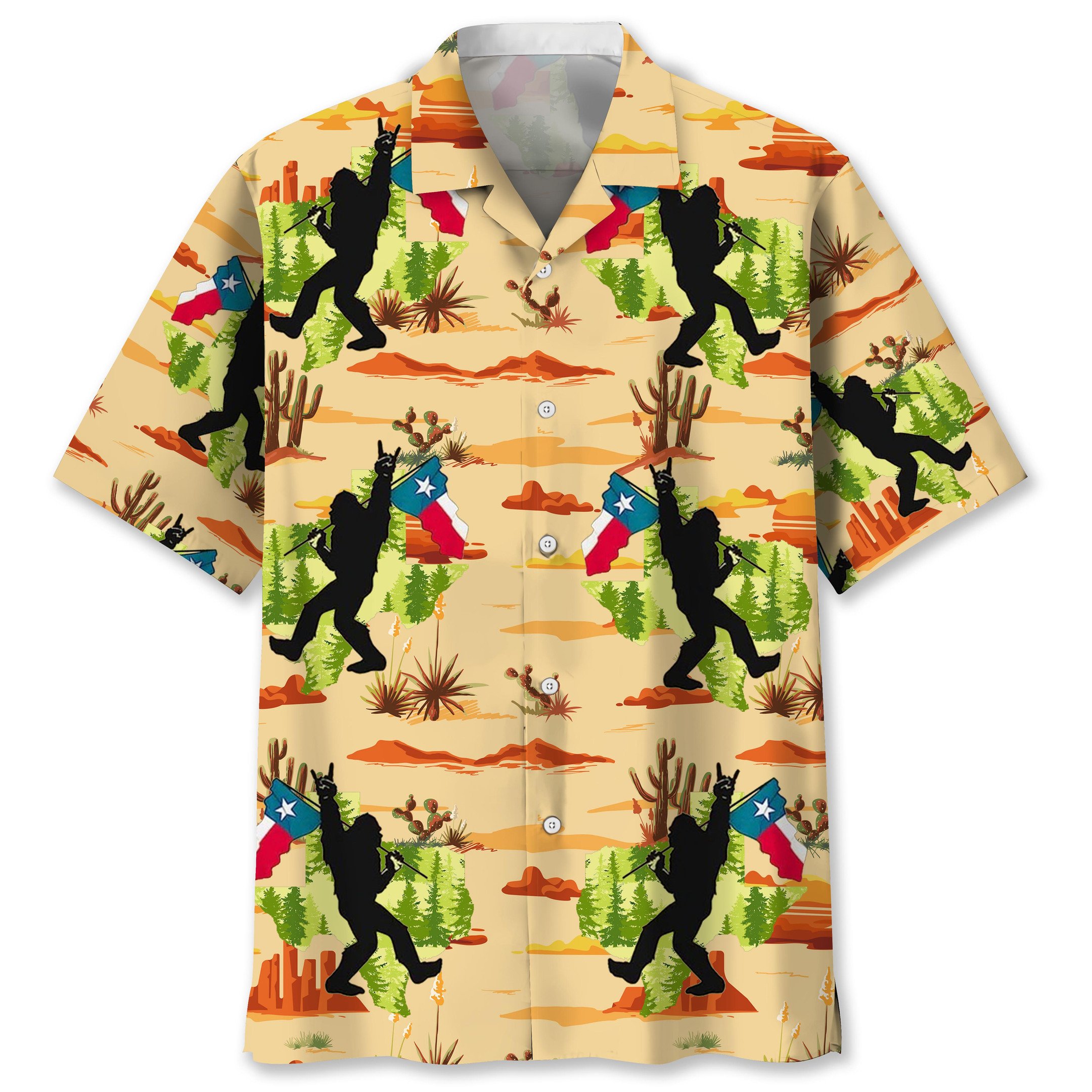NEW Bigfoot Texas Hawaiian Shirt