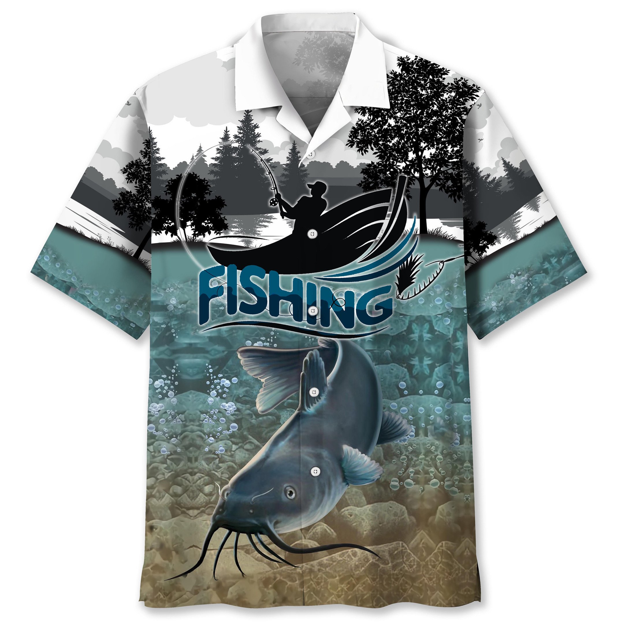 NEW Fishing catfish Beach Nature  Hawaiian Shirt