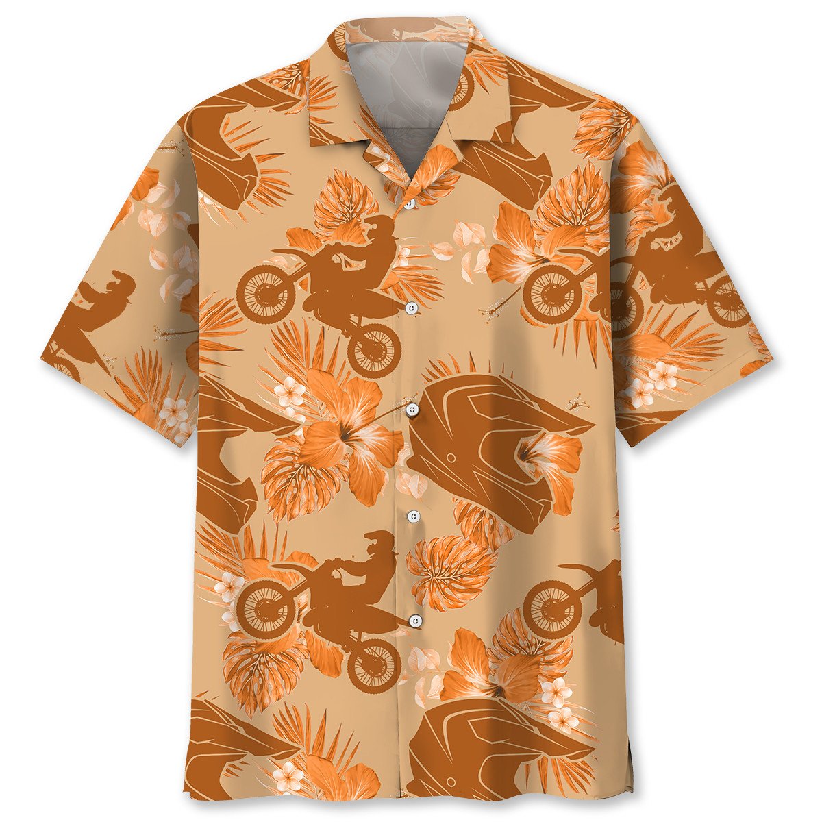 NEW Motocross Orange Tropical Hawaiian Shirt