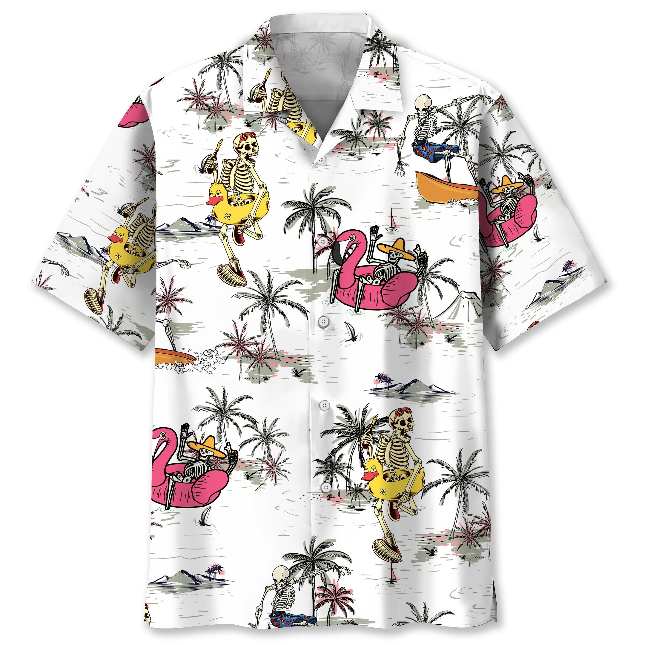 NEW Skull Beach Funny Hawaiian Shirt