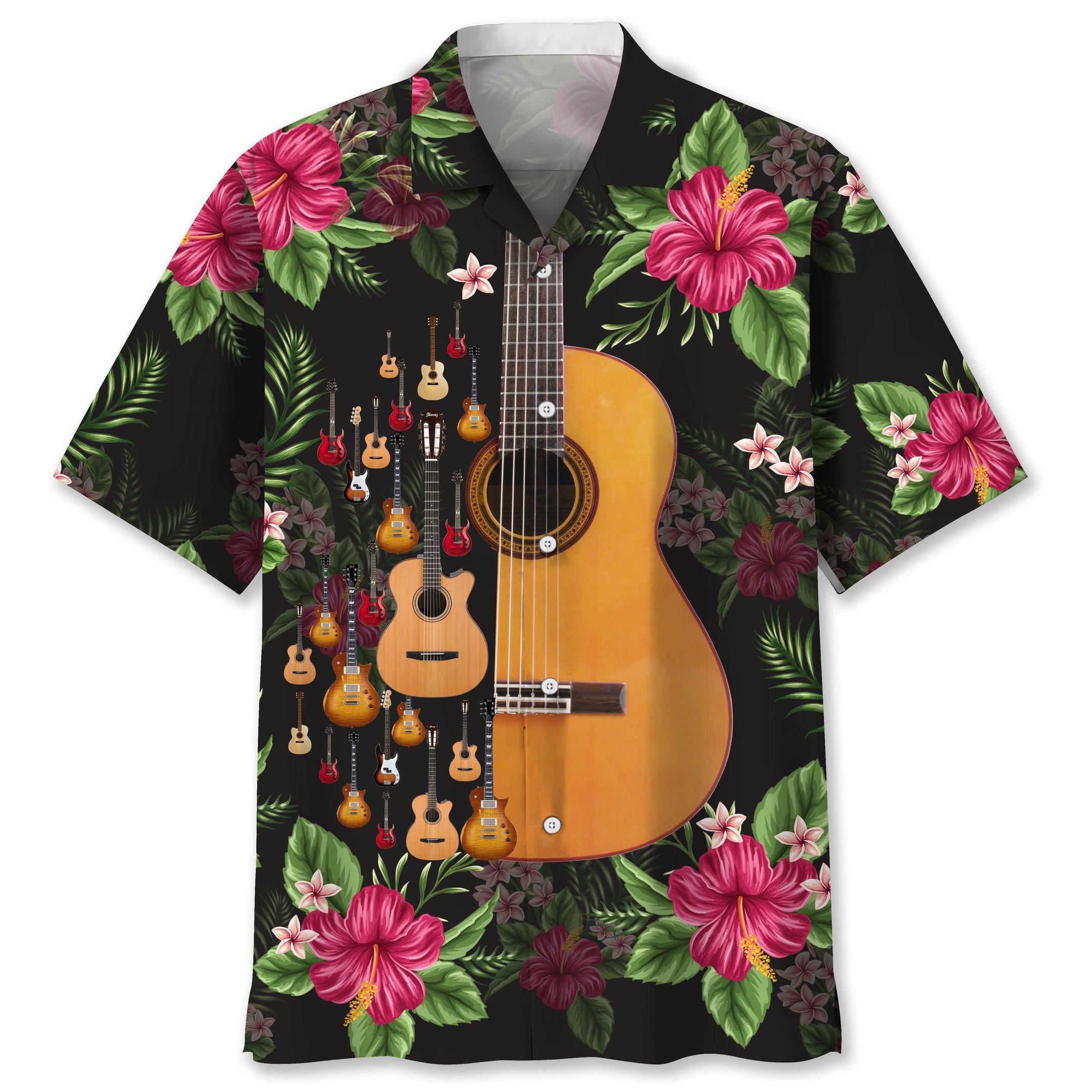 NEW Guitar Nature Tropical Hawaiian Shirt