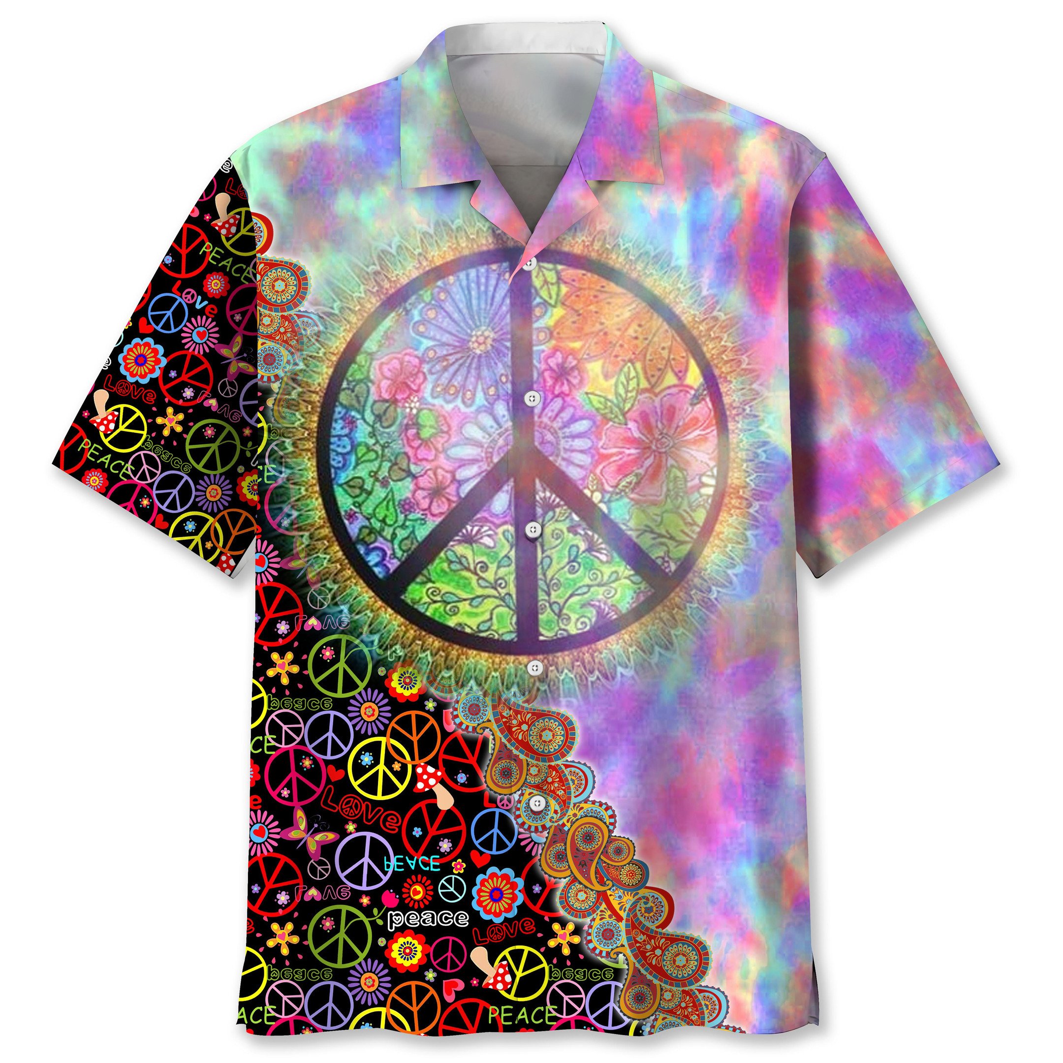 NEW Hippie Love Peace Hawaiian Shirt