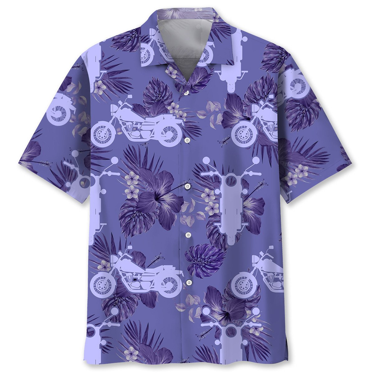 NEW Motorcycle pattern purple Hawaiian Shirt