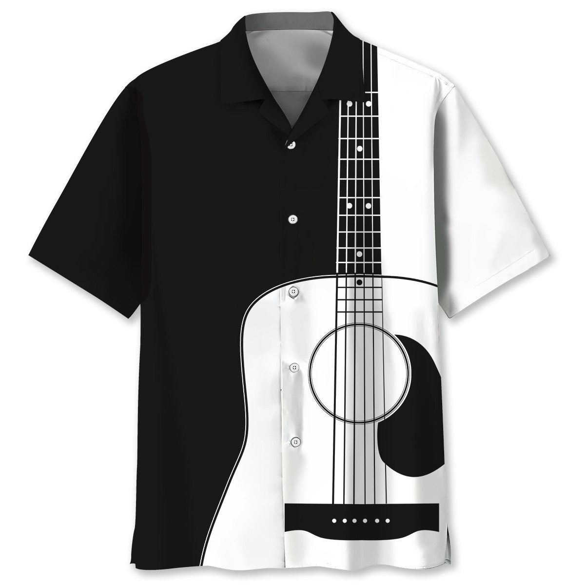 NEW Guitar Black white Pattern Hawaiian Shirt