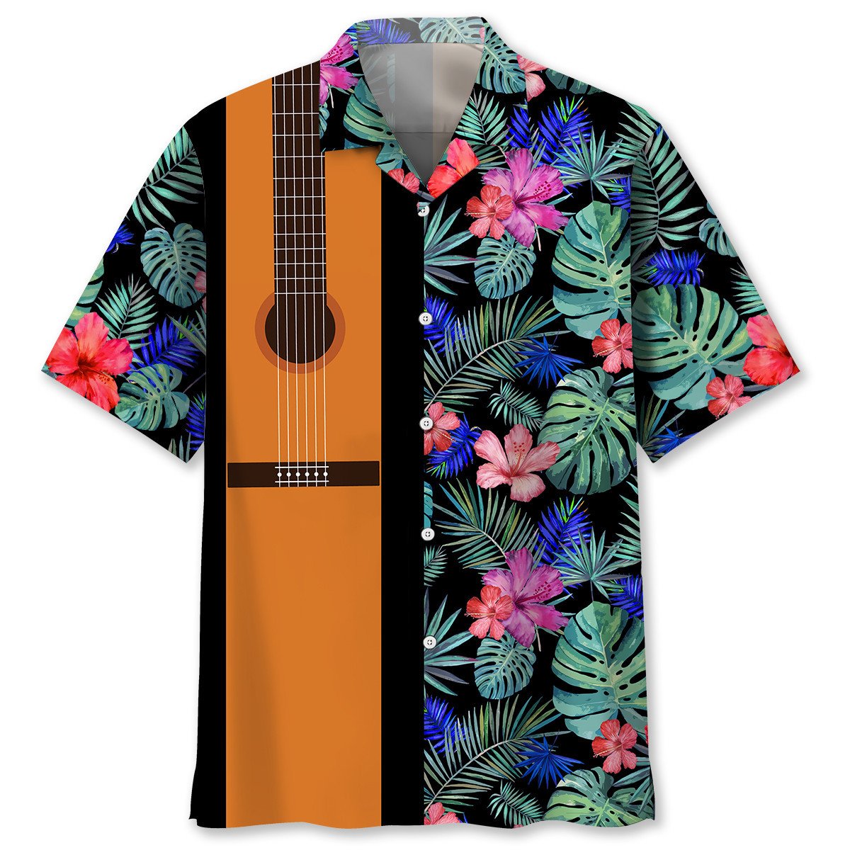 NEW Guitar Tropical plant Hawaiian Shirt