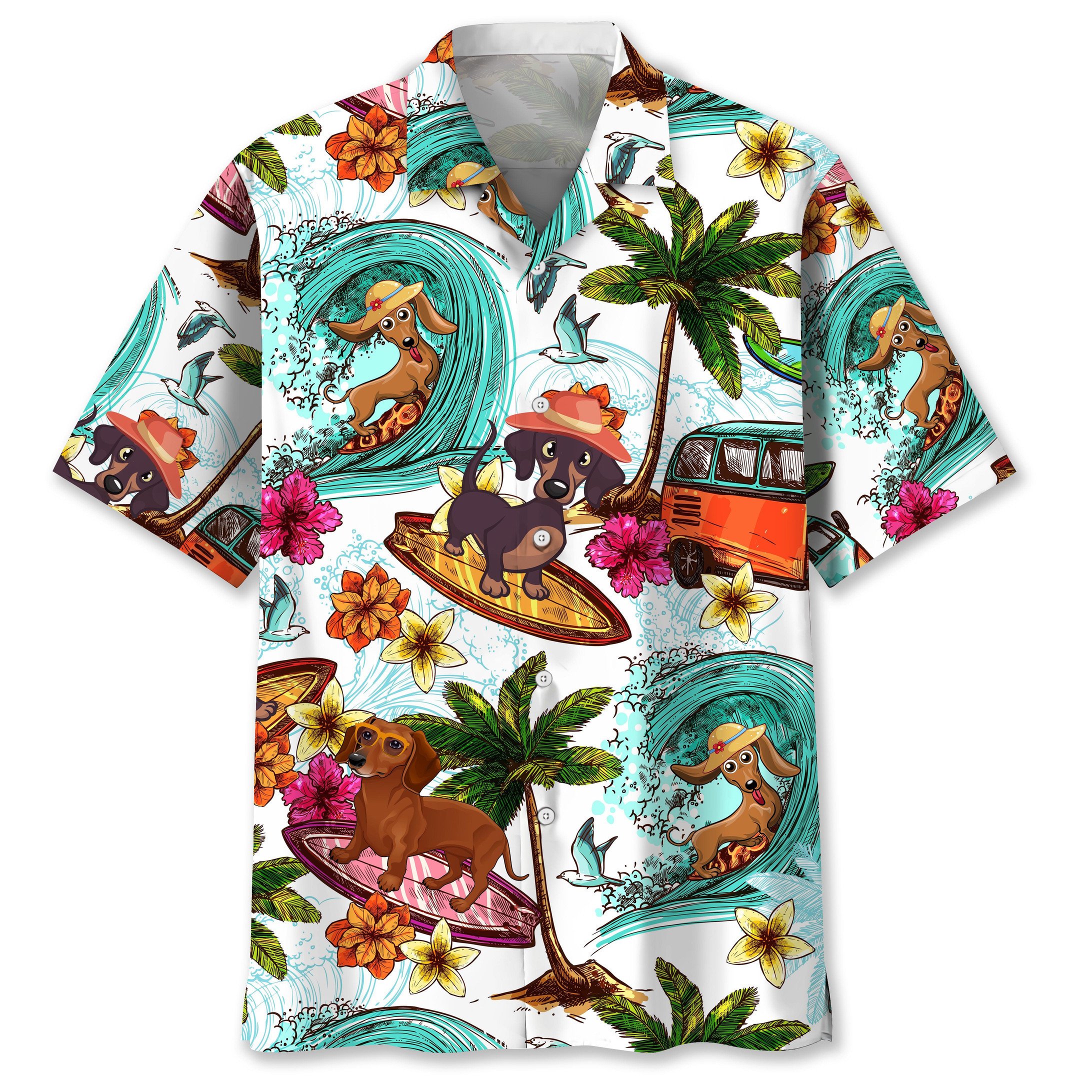 NEW Dachshund Funny Beach Hawaiian Shirt