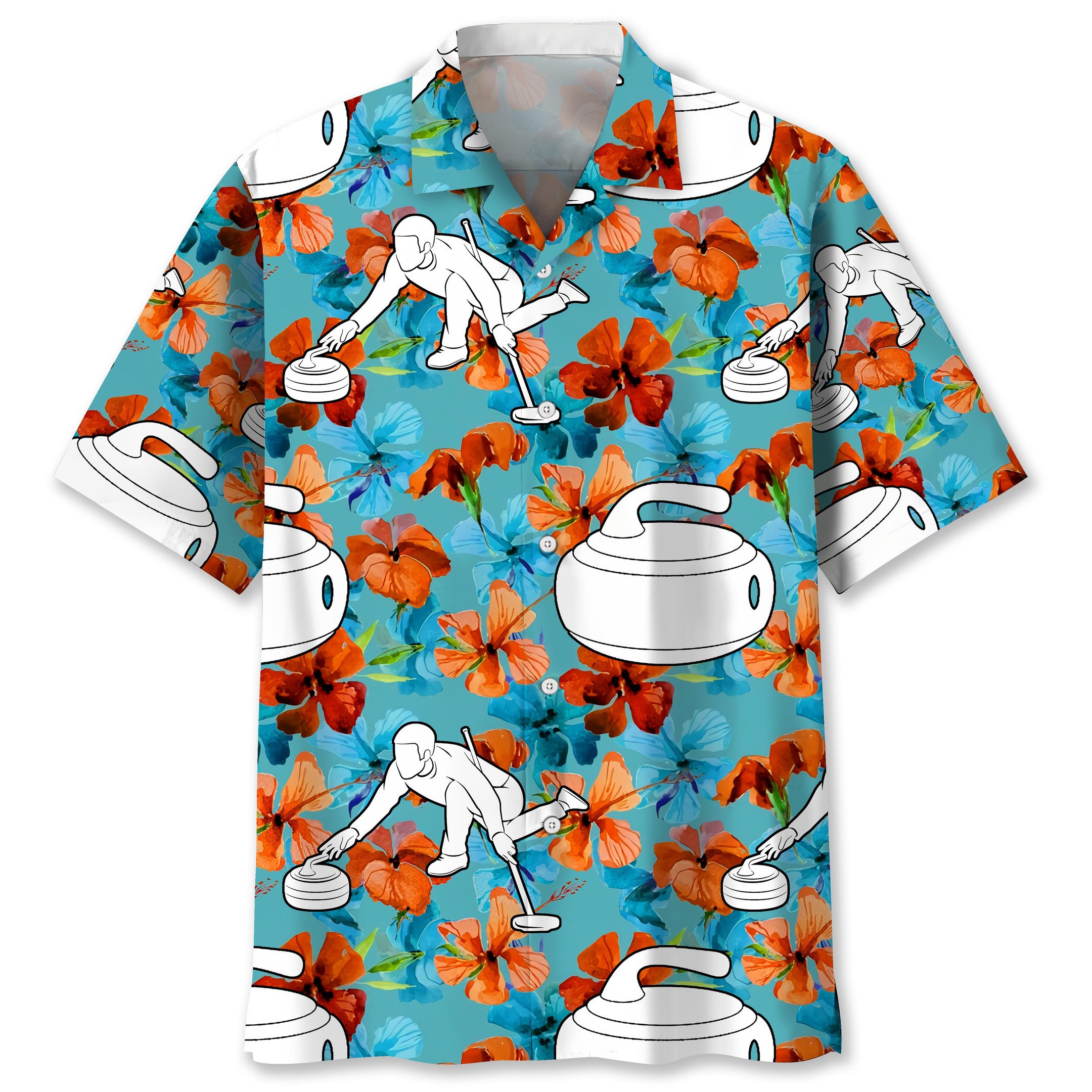 NEW Curling Nature Tropical Hawaiian Shirt