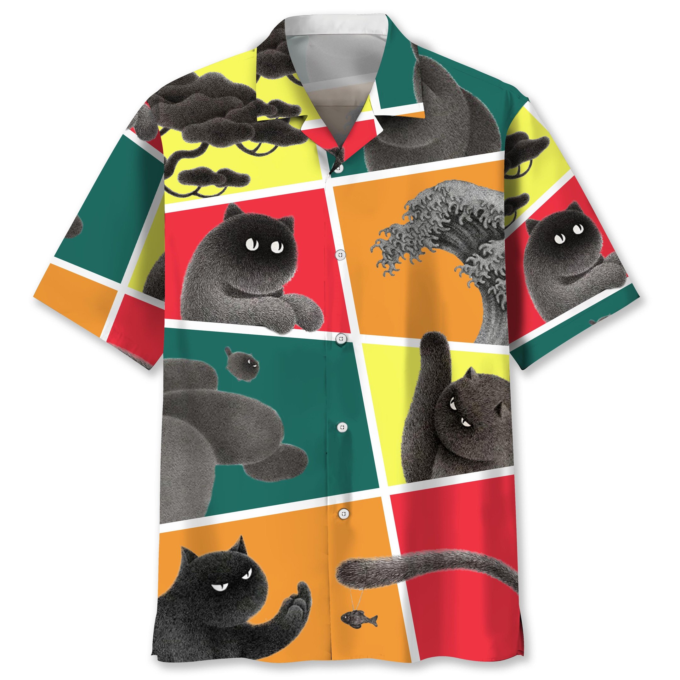 NEW Black Cat Funny Hawaiian Shirt