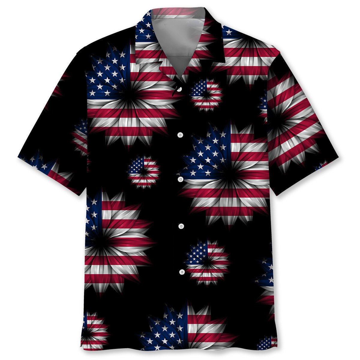 NEW USA flag Sunflower Hawaiian Shirt