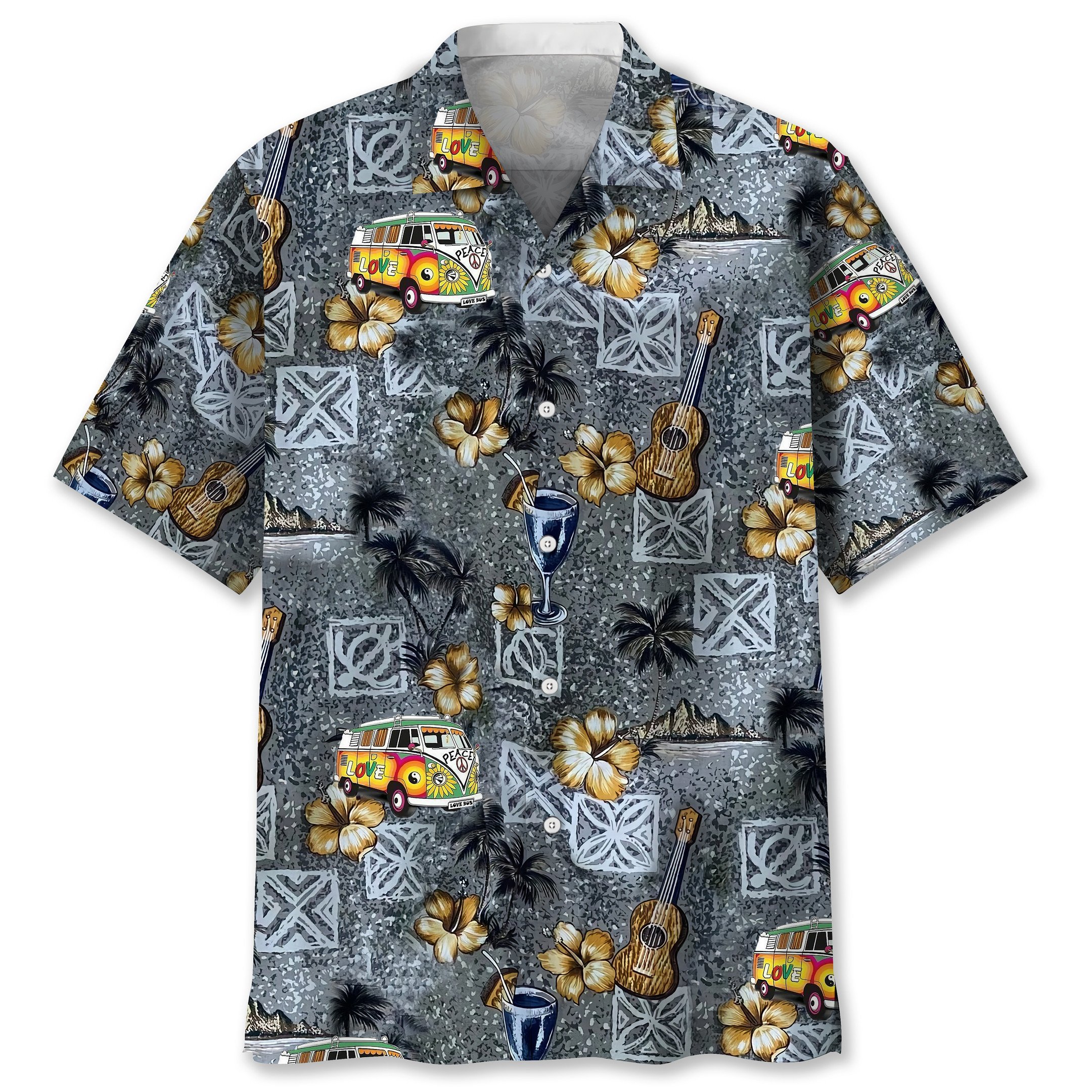 NEW Hippie Beach pattern Hawaiian Shirt