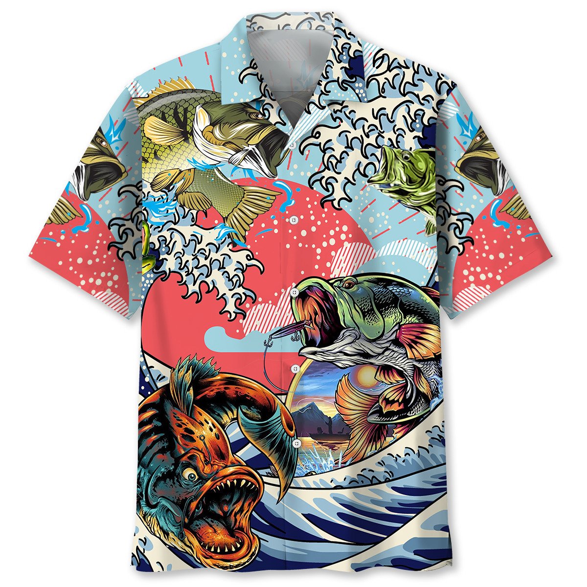 NEW Fishing Art Hawaiian Shirt