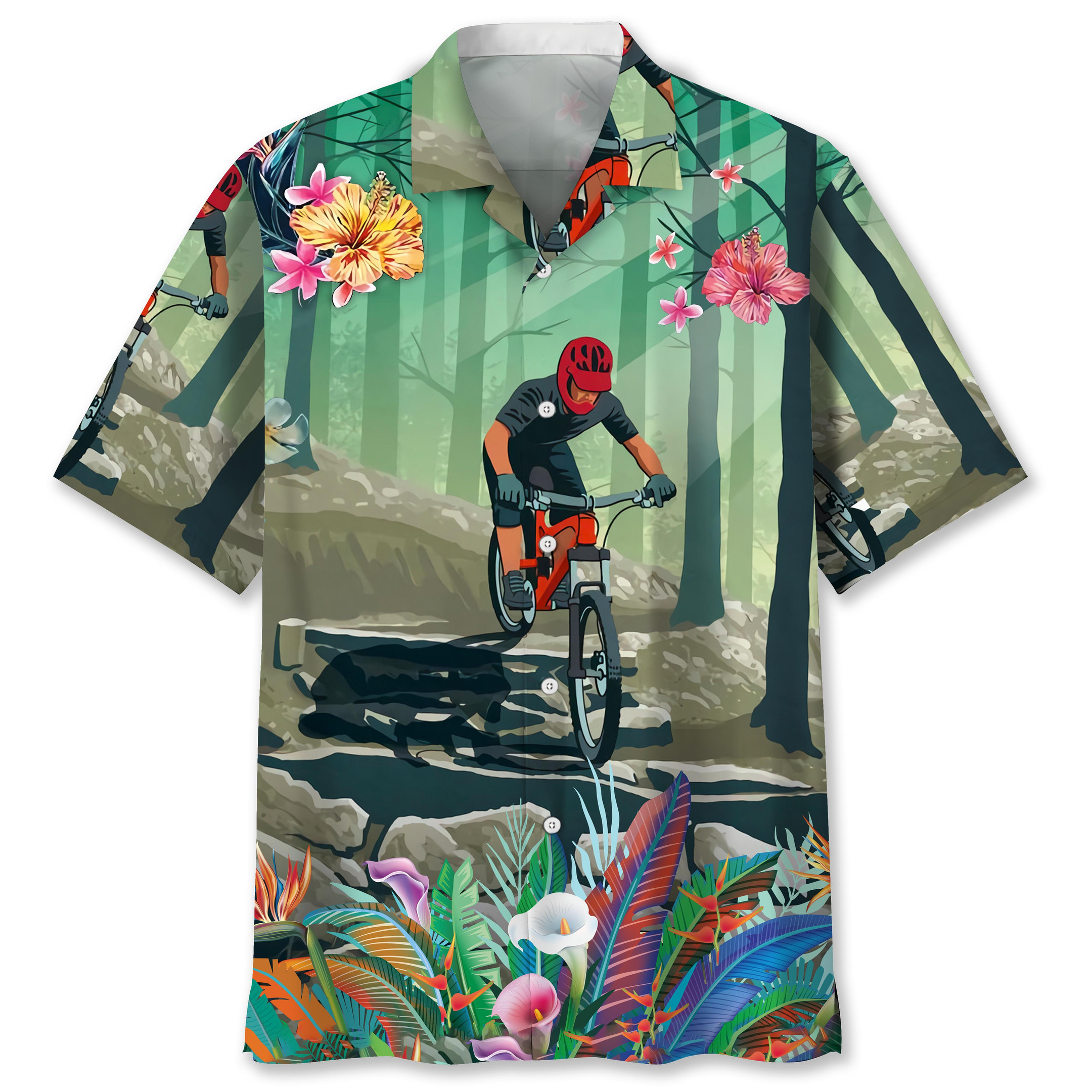 NEW Mountain Bike Tropical Hawaiian Shirt