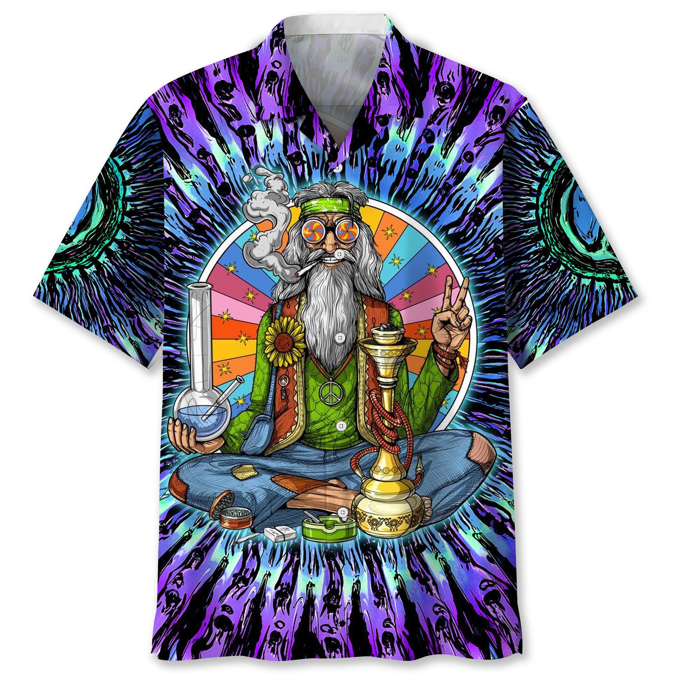 NEW Hippie stoner smoking weed Hawaiian Shirt