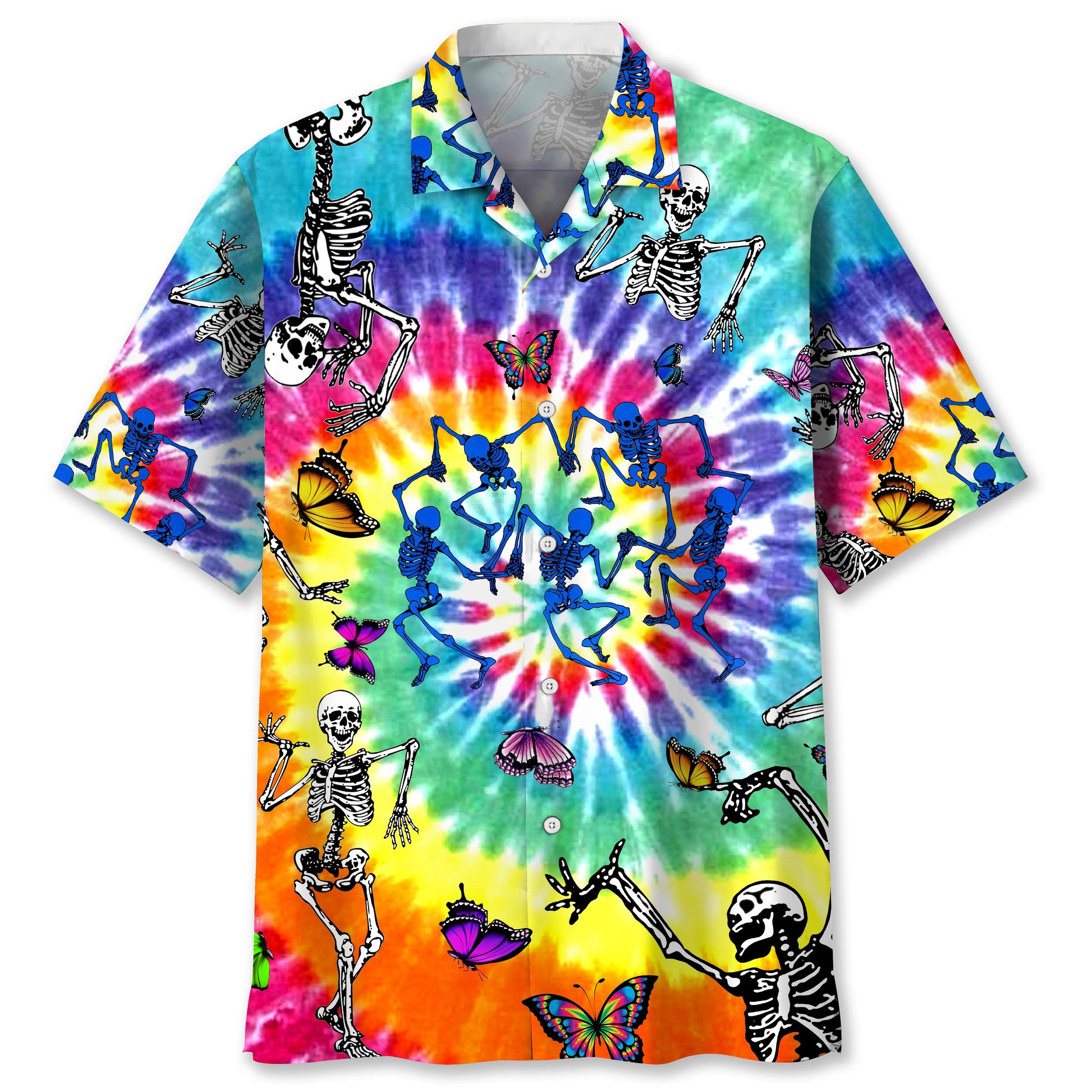 NEW Skull Dance tie dye Hawaiian Shirt