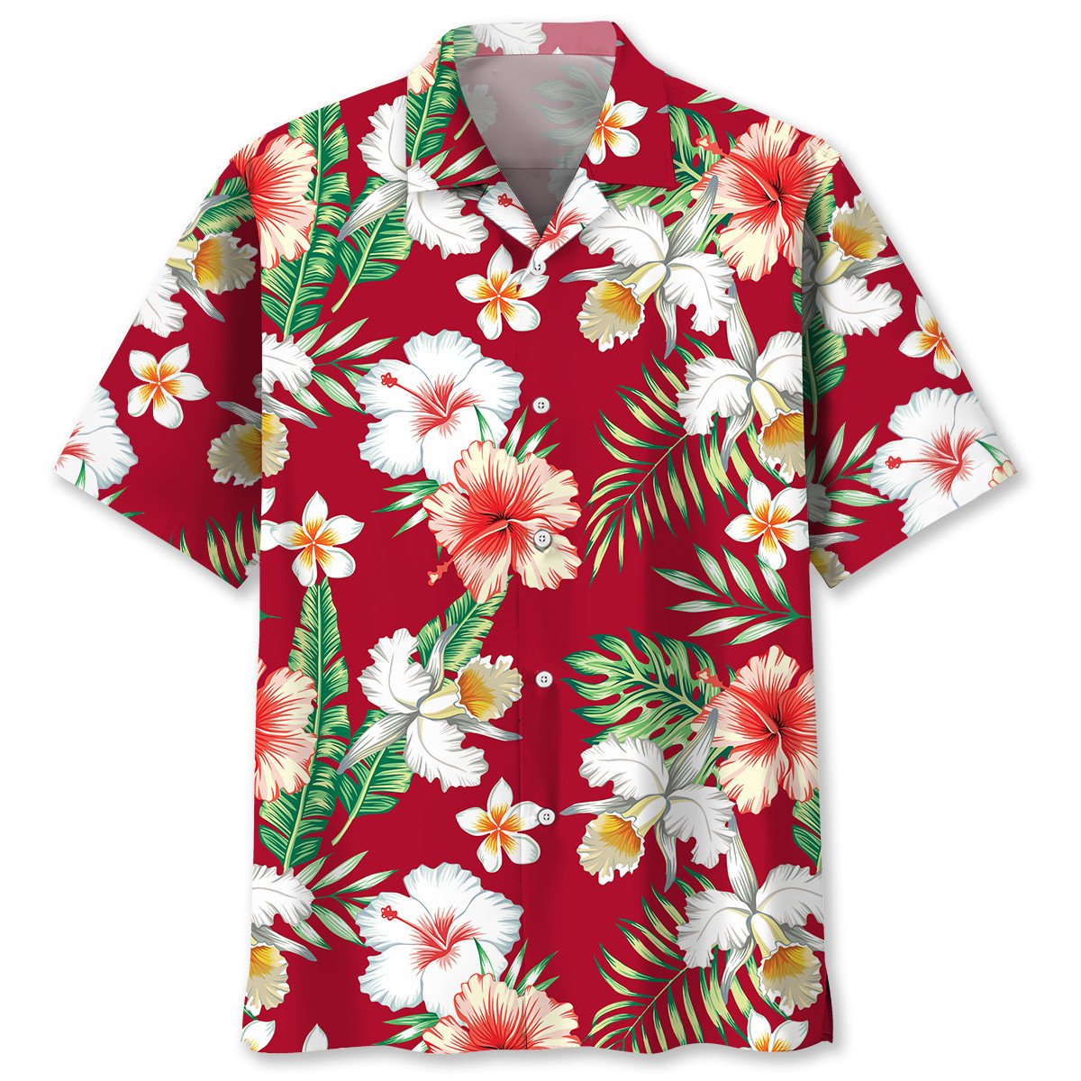 NEW Red Flower Tropical Hawaiian Shirt