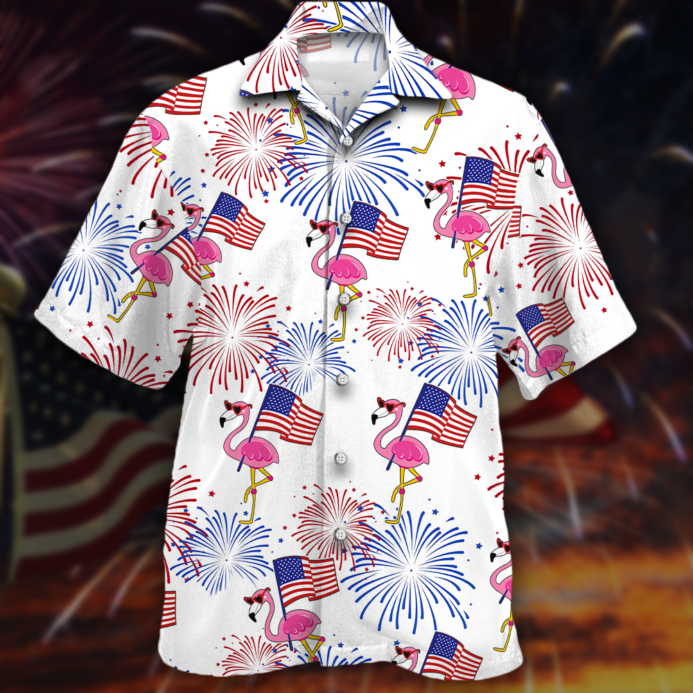 NEW Flamingo pattern Independence Day Is Coming Hawaii Shirt