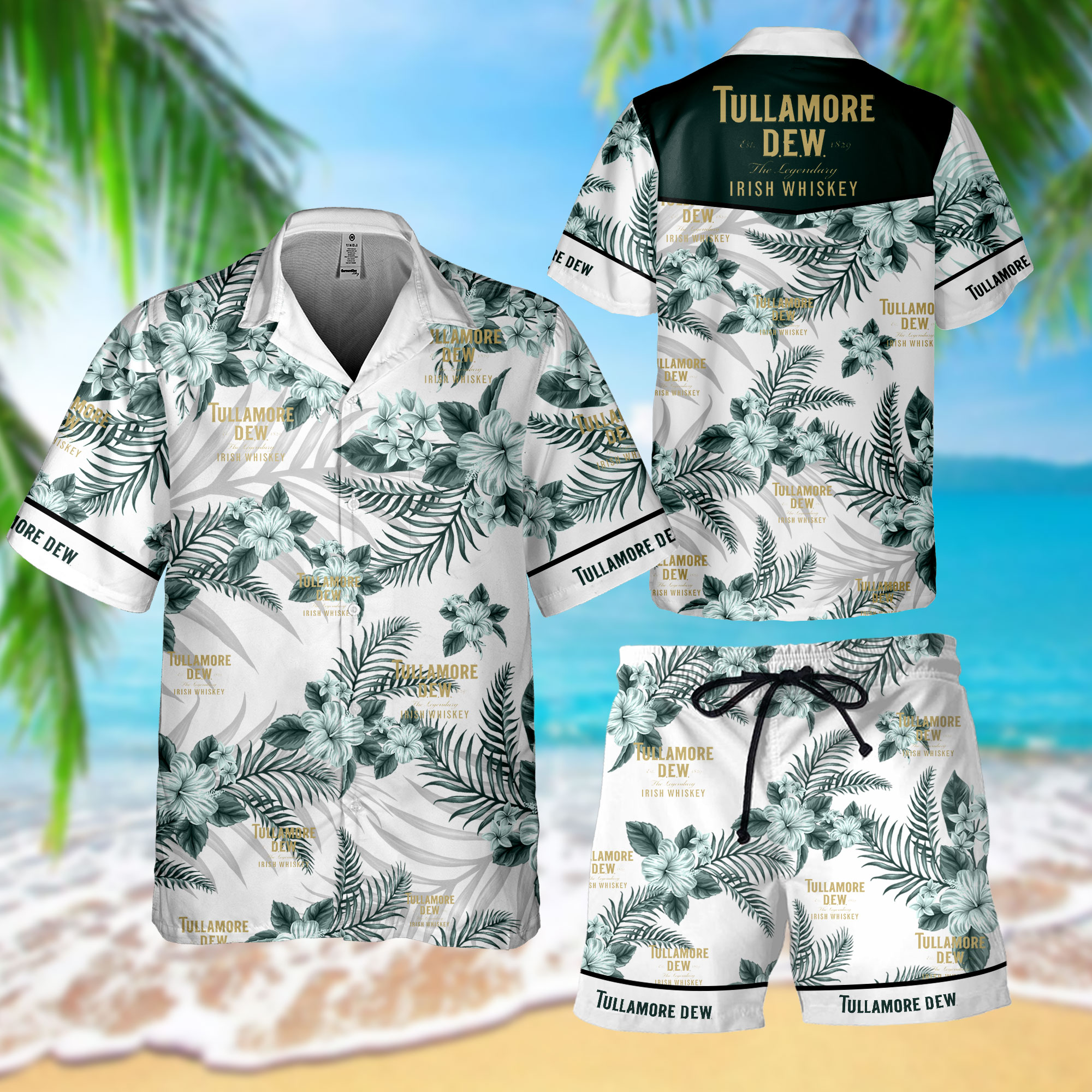 NEW Tullamore D.E.W Irish Whiskey Hawaii Shirt, Shorts