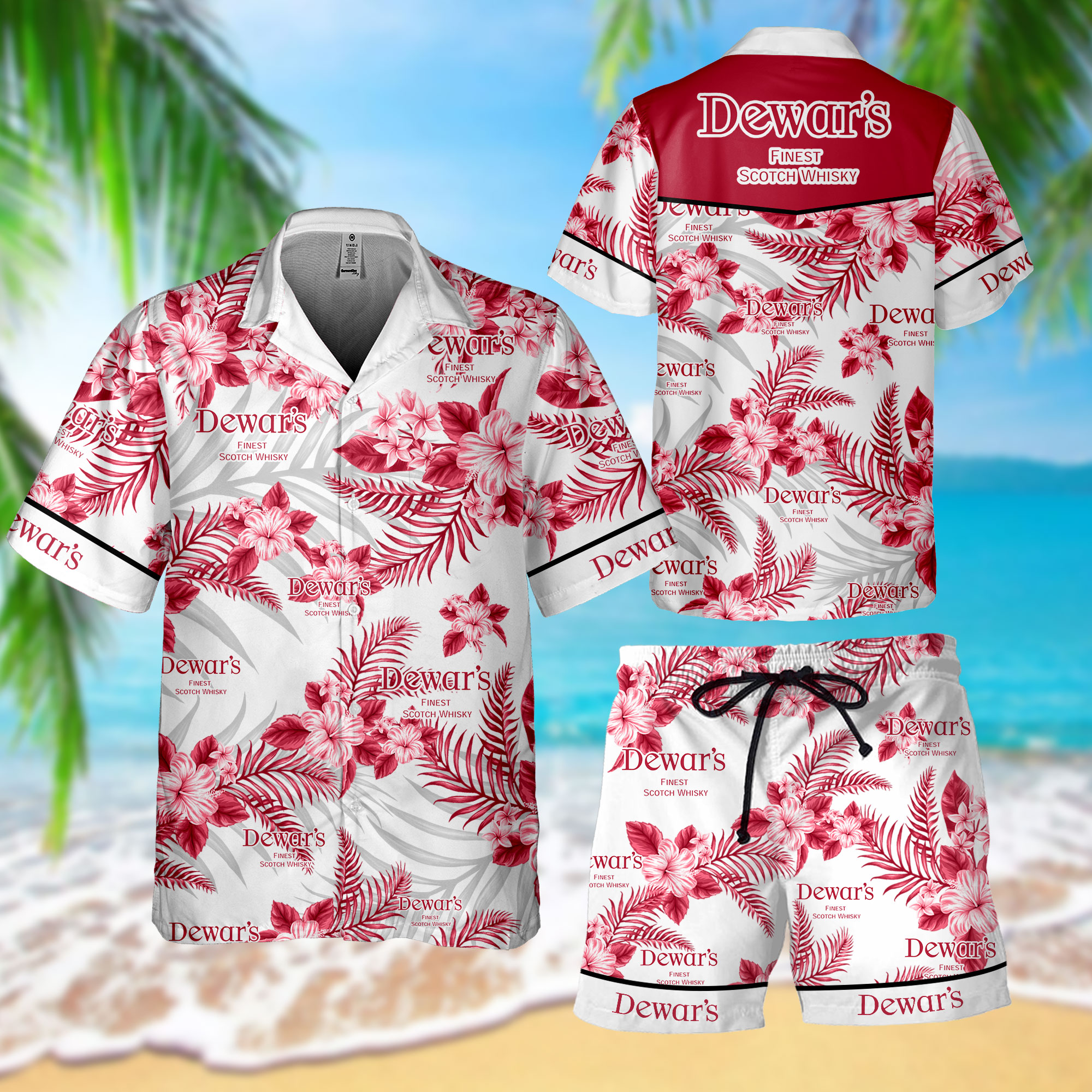 NEW Dewar’s Finest Scotch Whisky Hawaii Shirt, Shorts