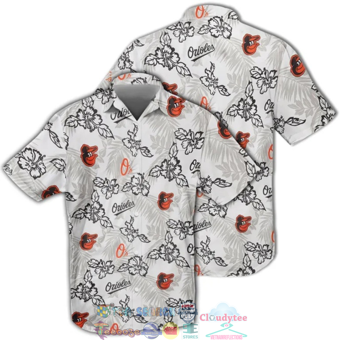 Baltimore Orioles MLB Hibiscus Tropical Leaves Hawaiian Shirt